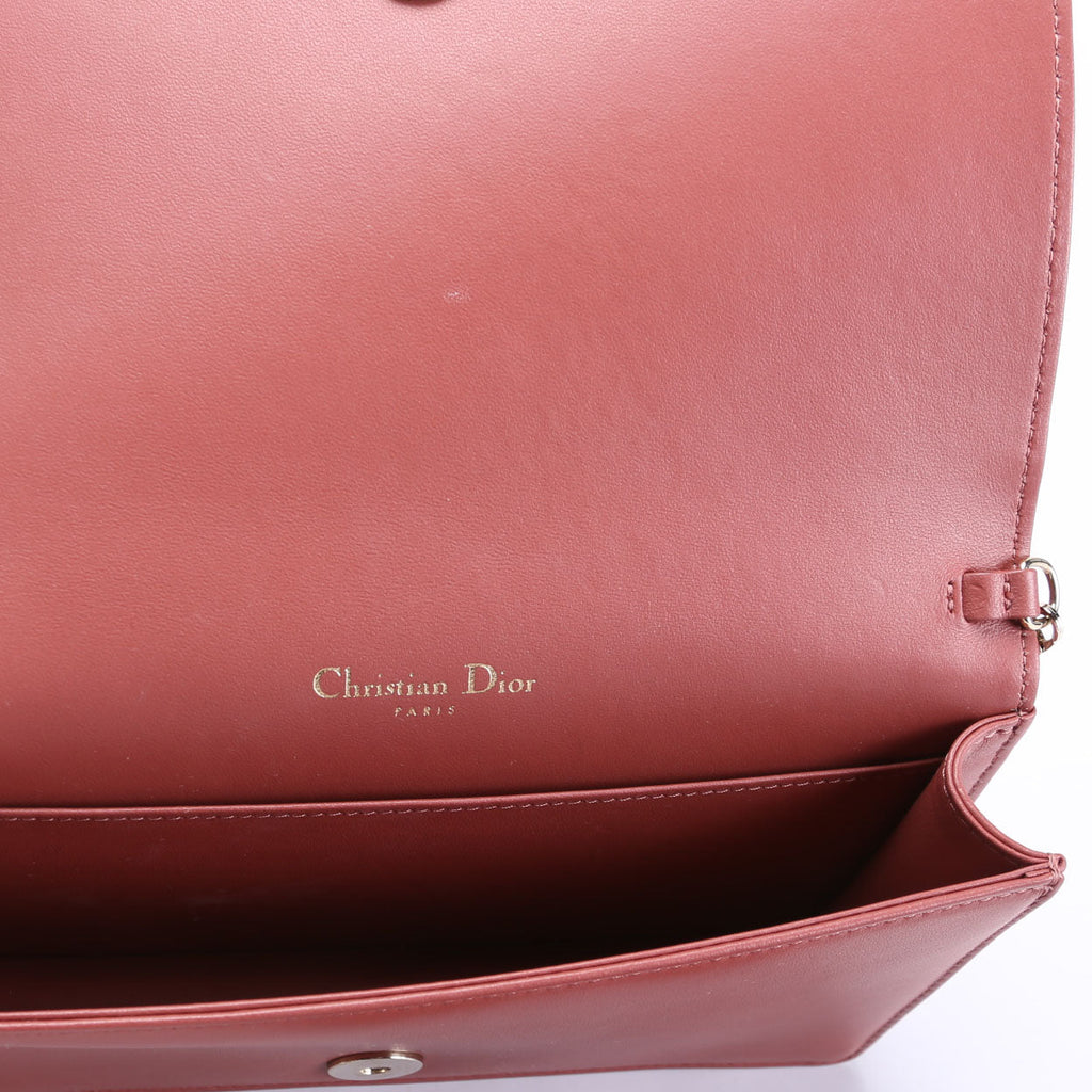 Christian Dior Lady Dior Pouch With Inserts Lambskin Cannage Rust