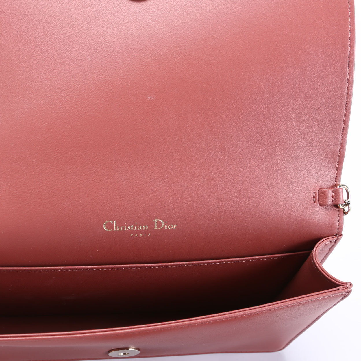 Christian Dior Lady Dior Pouch With Inserts Lambskin Cannage Rust