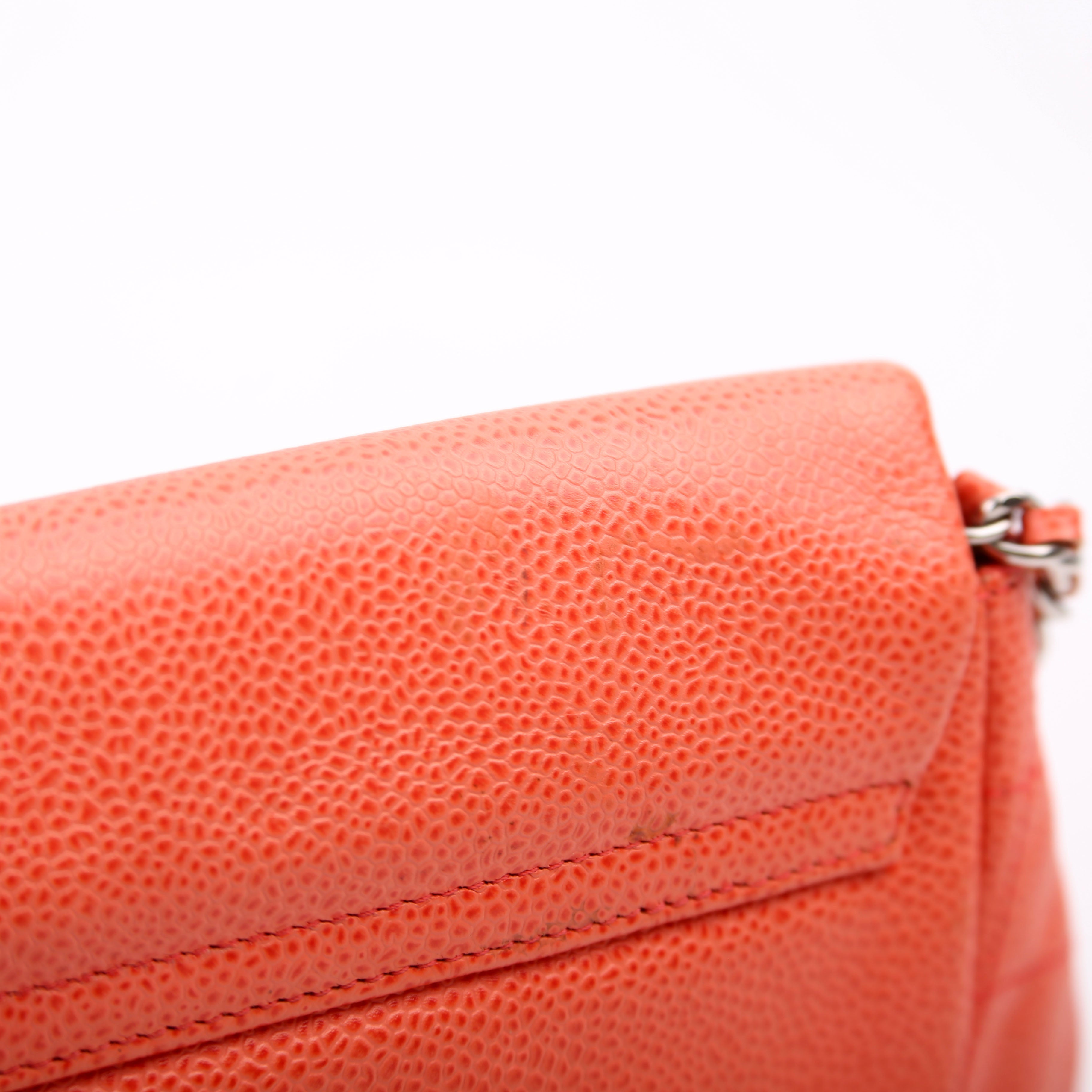 Chanel Wallet On Chain Half Moon Caviar Orange