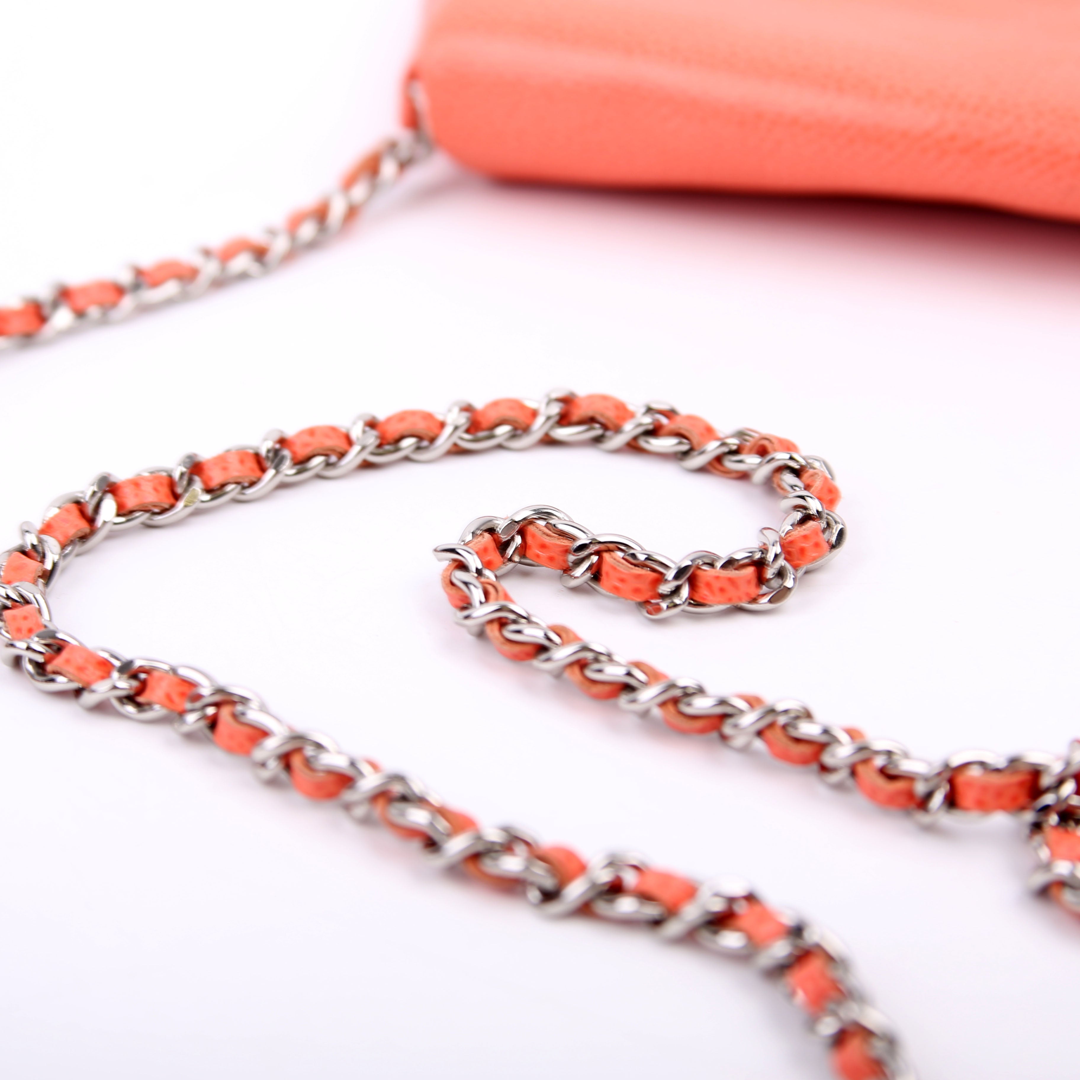 Chanel Wallet On Chain Half Moon Caviar Orange