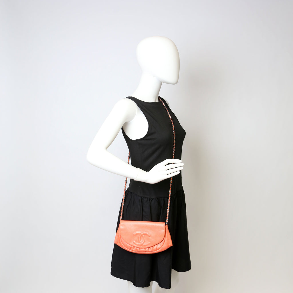 Chanel Wallet On Chain Half Moon Caviar Orange