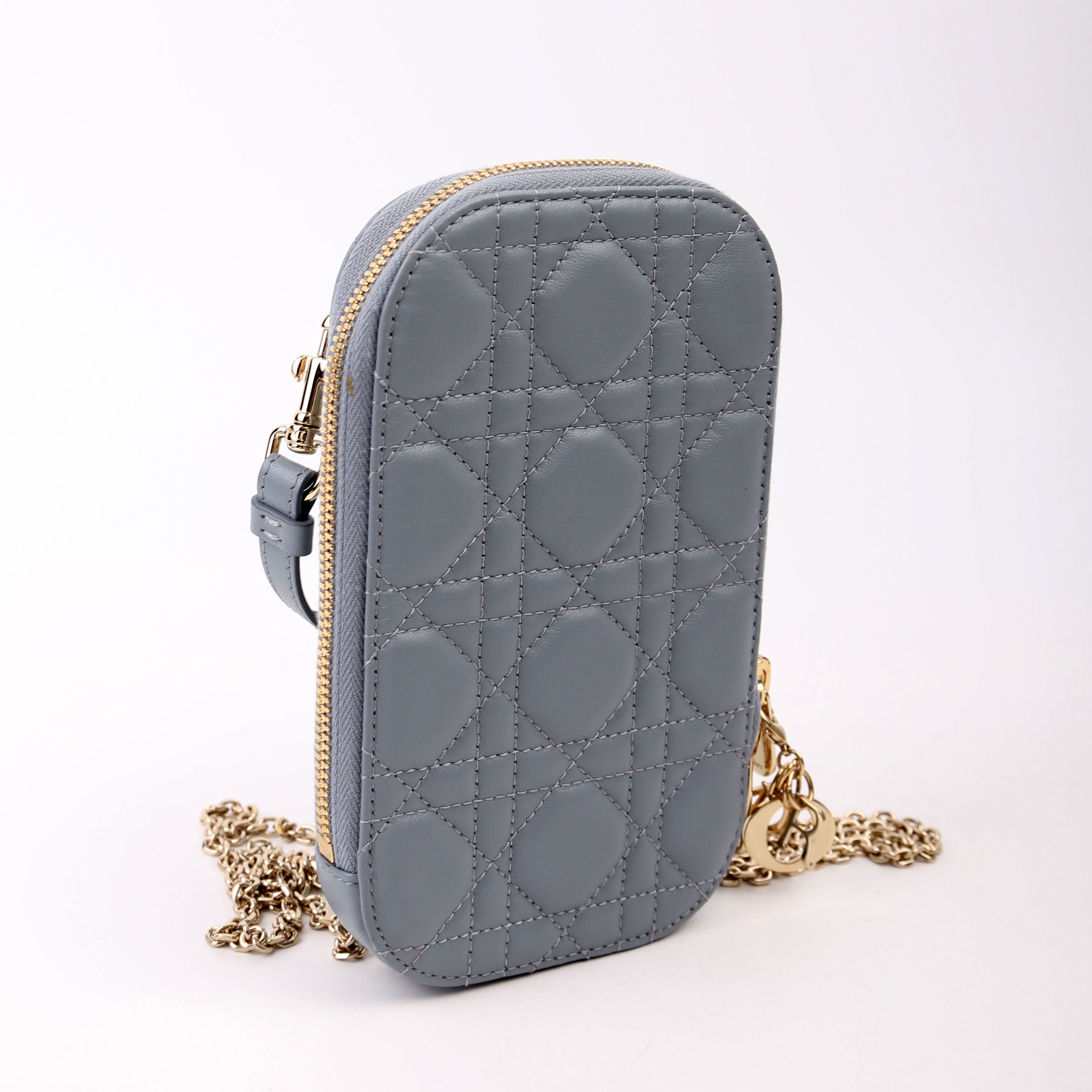 Christian Dior Lady Dior Call'In Dior Phone Holder Dioramour Lambskin Cannage Blue
