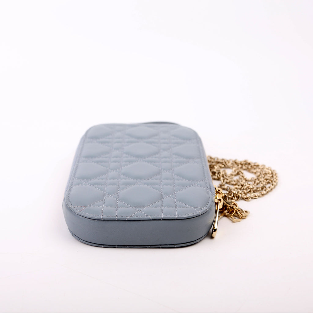 Christian Dior Lady Dior Call'In Dior Phone Holder Dioramour Lambskin Cannage Blue