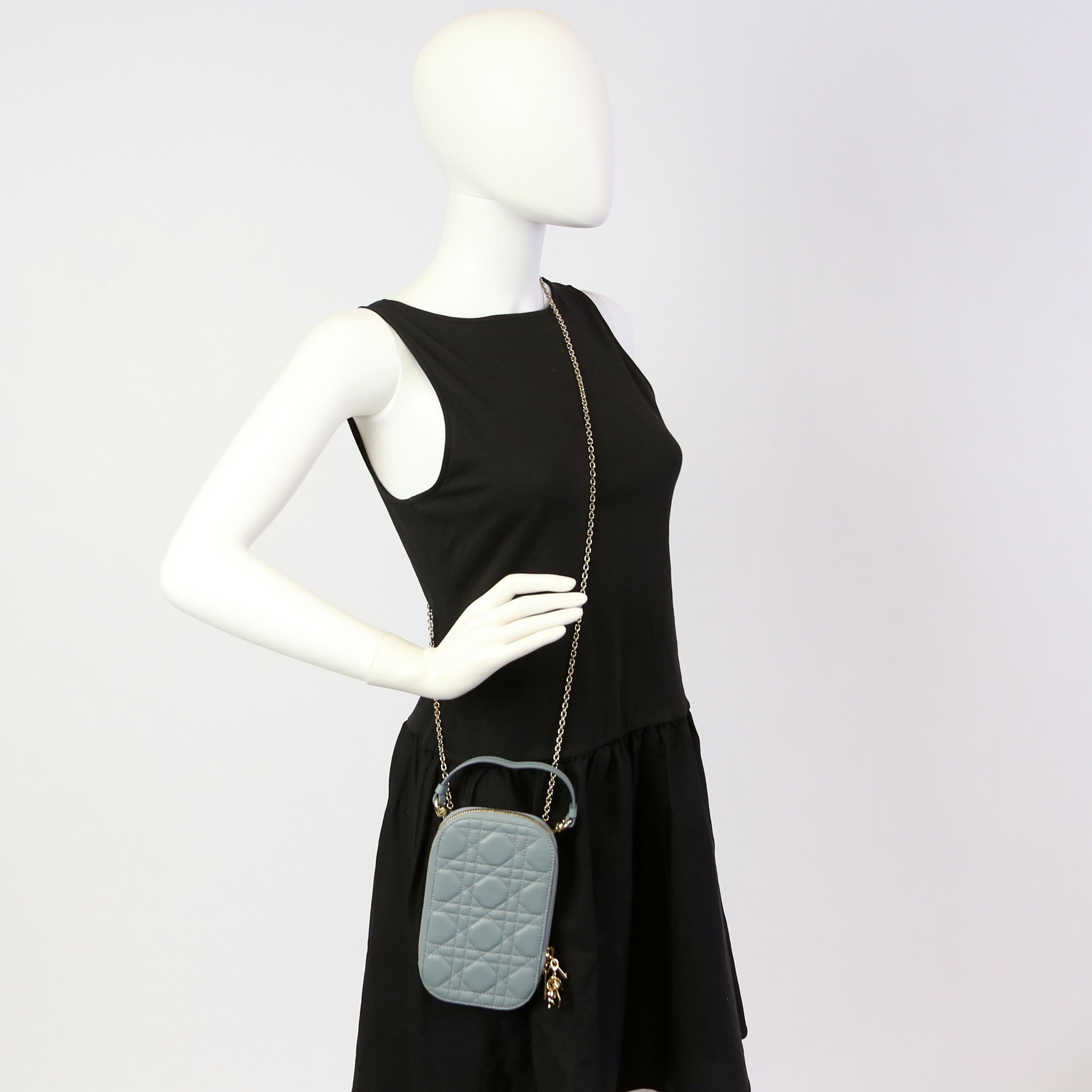 Christian Dior Lady Dior Call'In Dior Phone Holder Dioramour Lambskin Cannage Blue