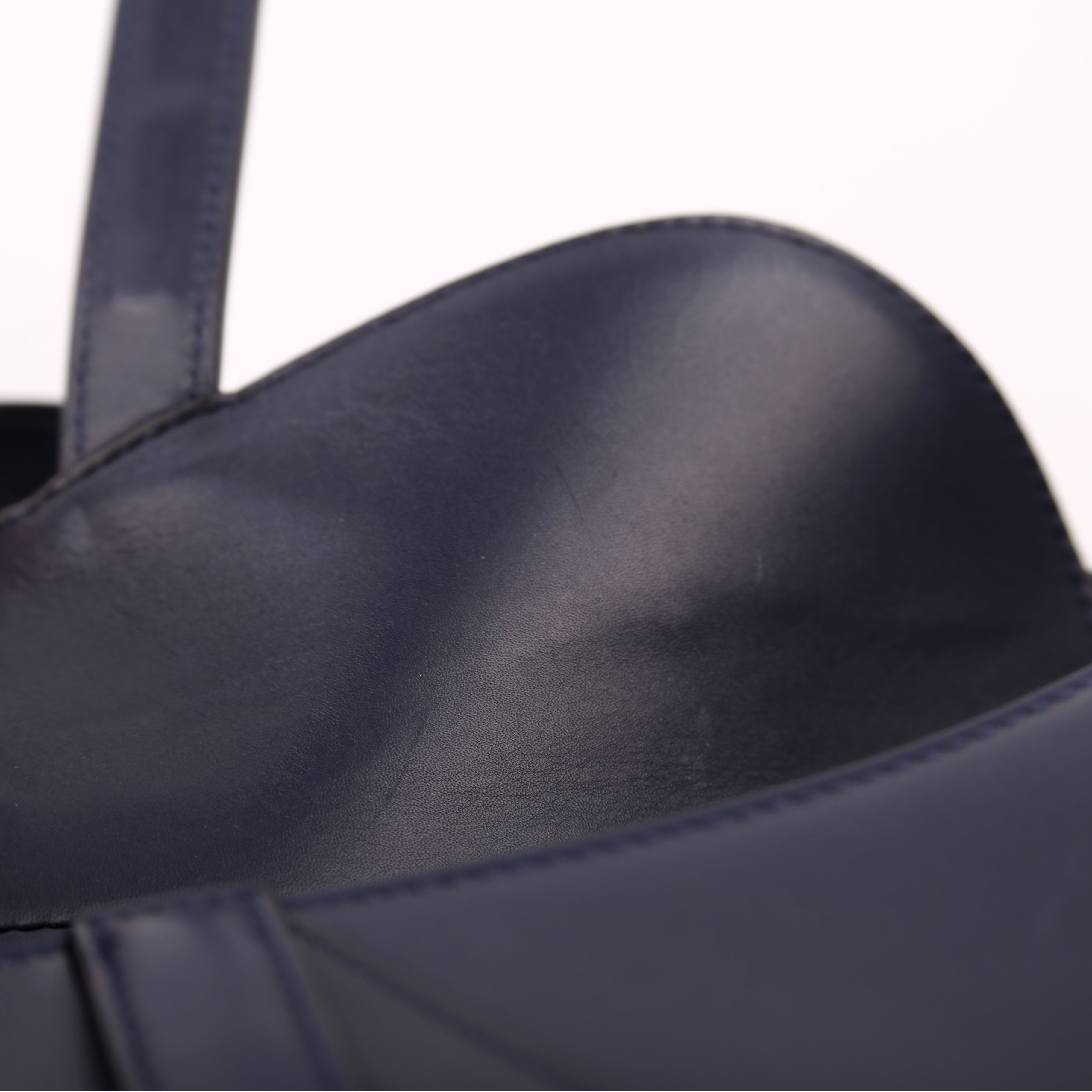 Christian Dior Saddle Bag Leather Navy Blue
