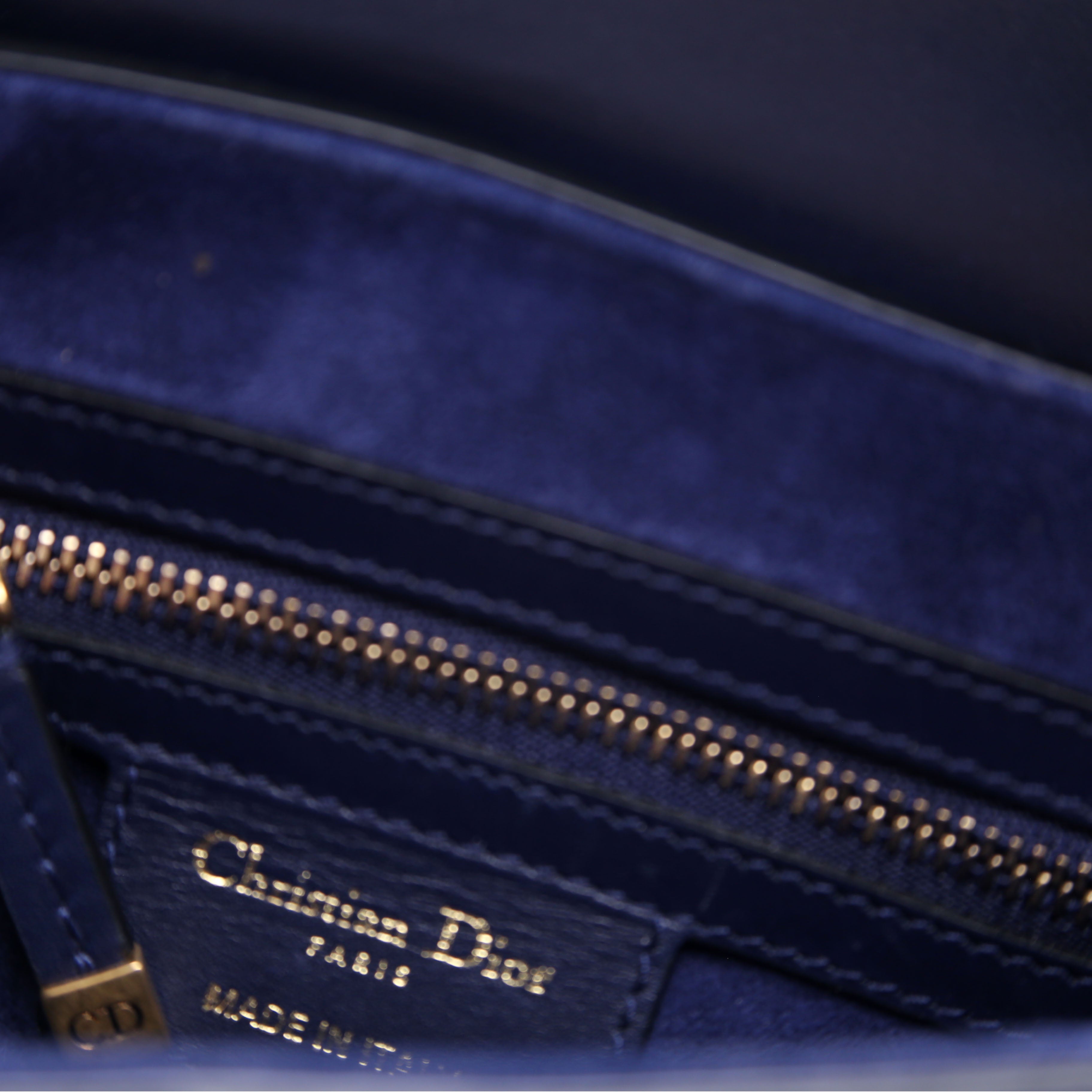 Christian Dior Saddle Bag Leather Navy Blue