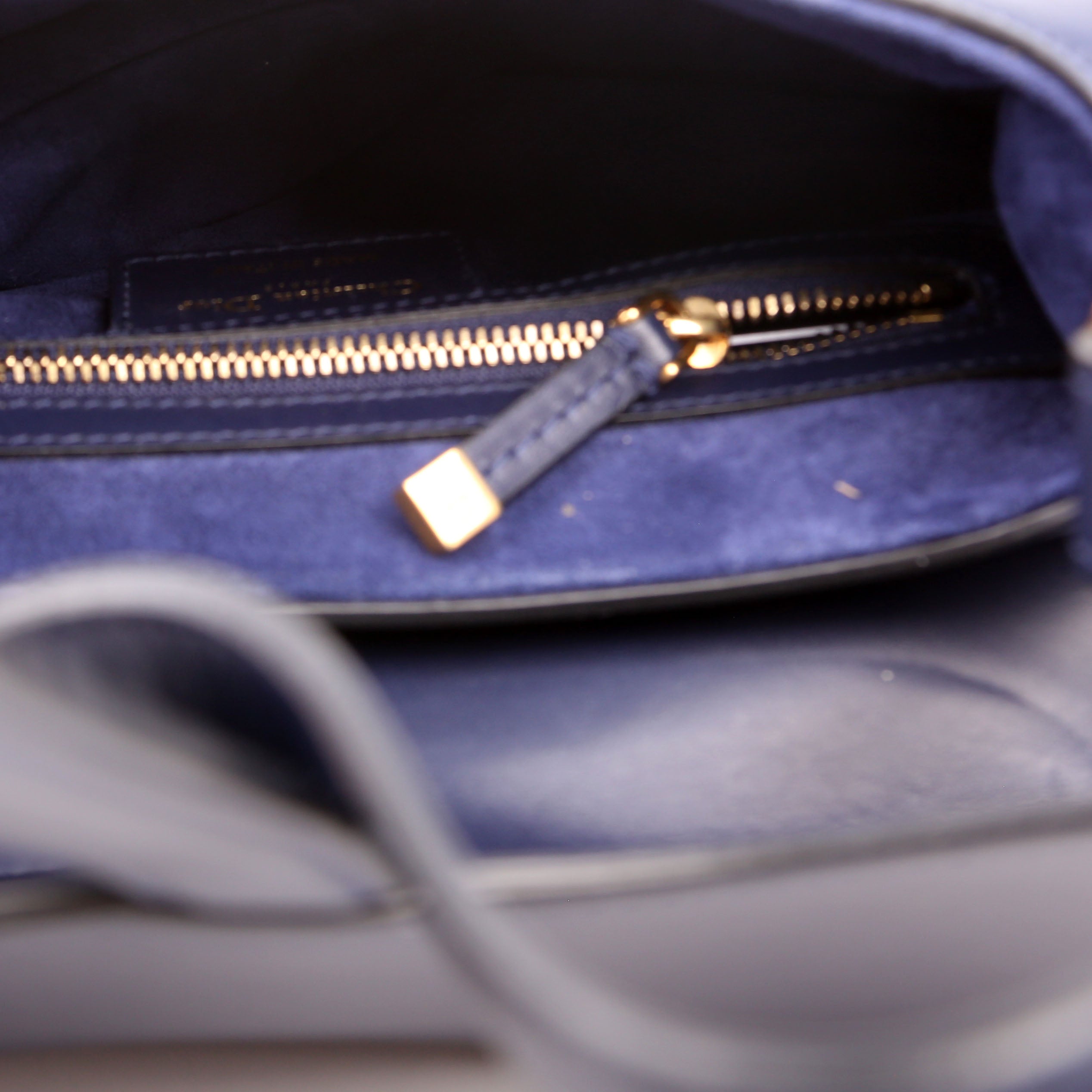 Christian Dior Saddle Bag Leather Navy Blue