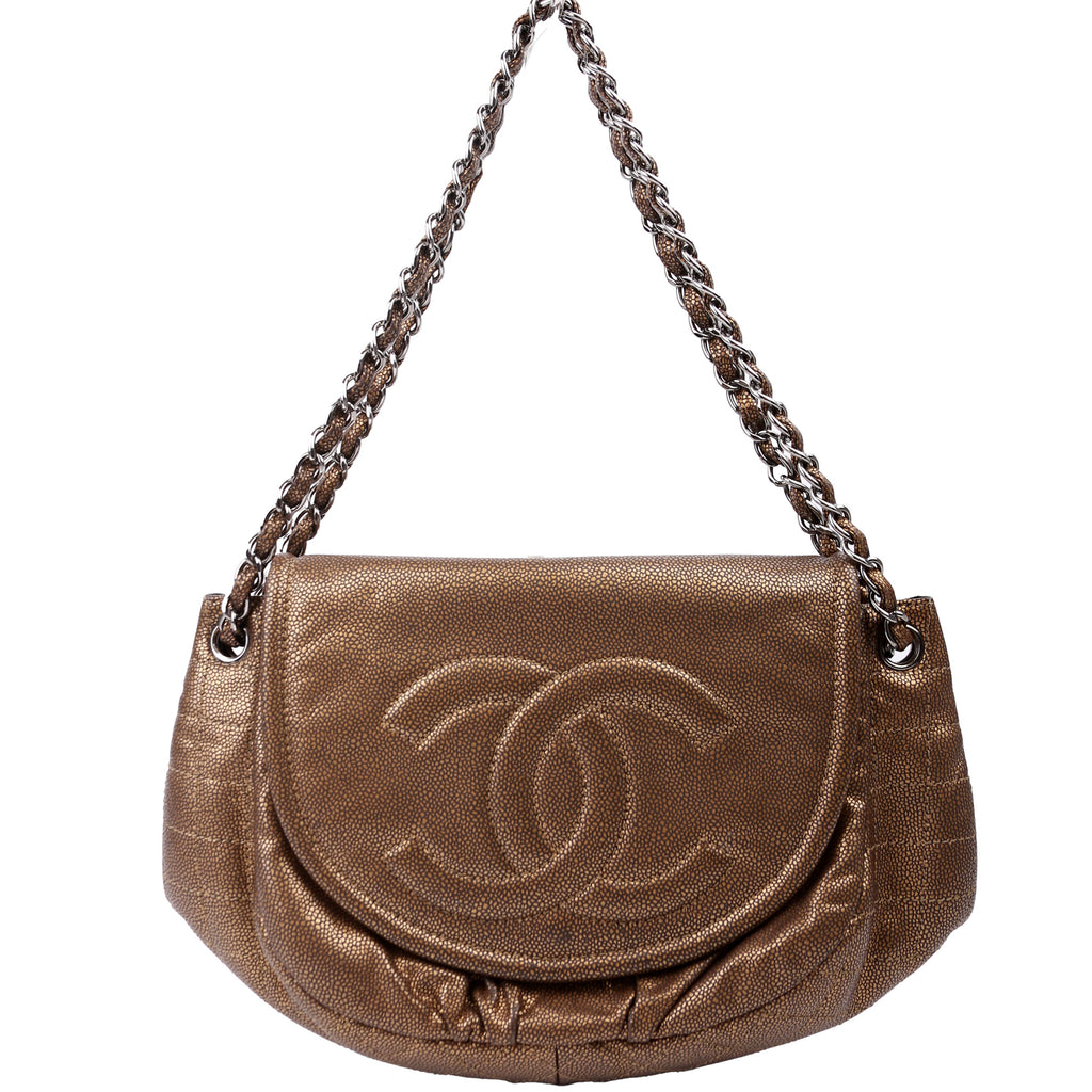 Chanel Half Moon Flap Caviar 12M Gold