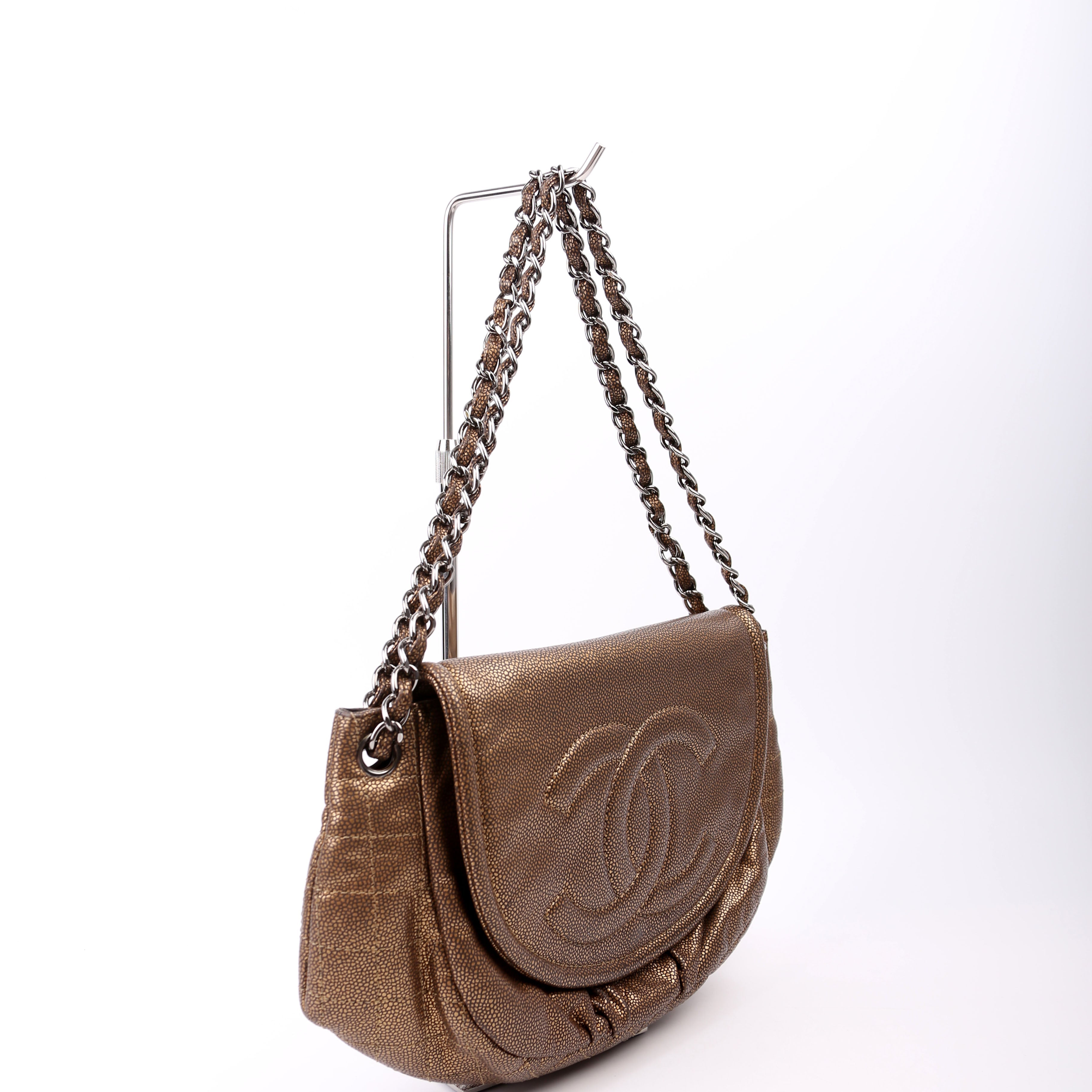 Chanel Half Moon Flap Caviar 12M Gold