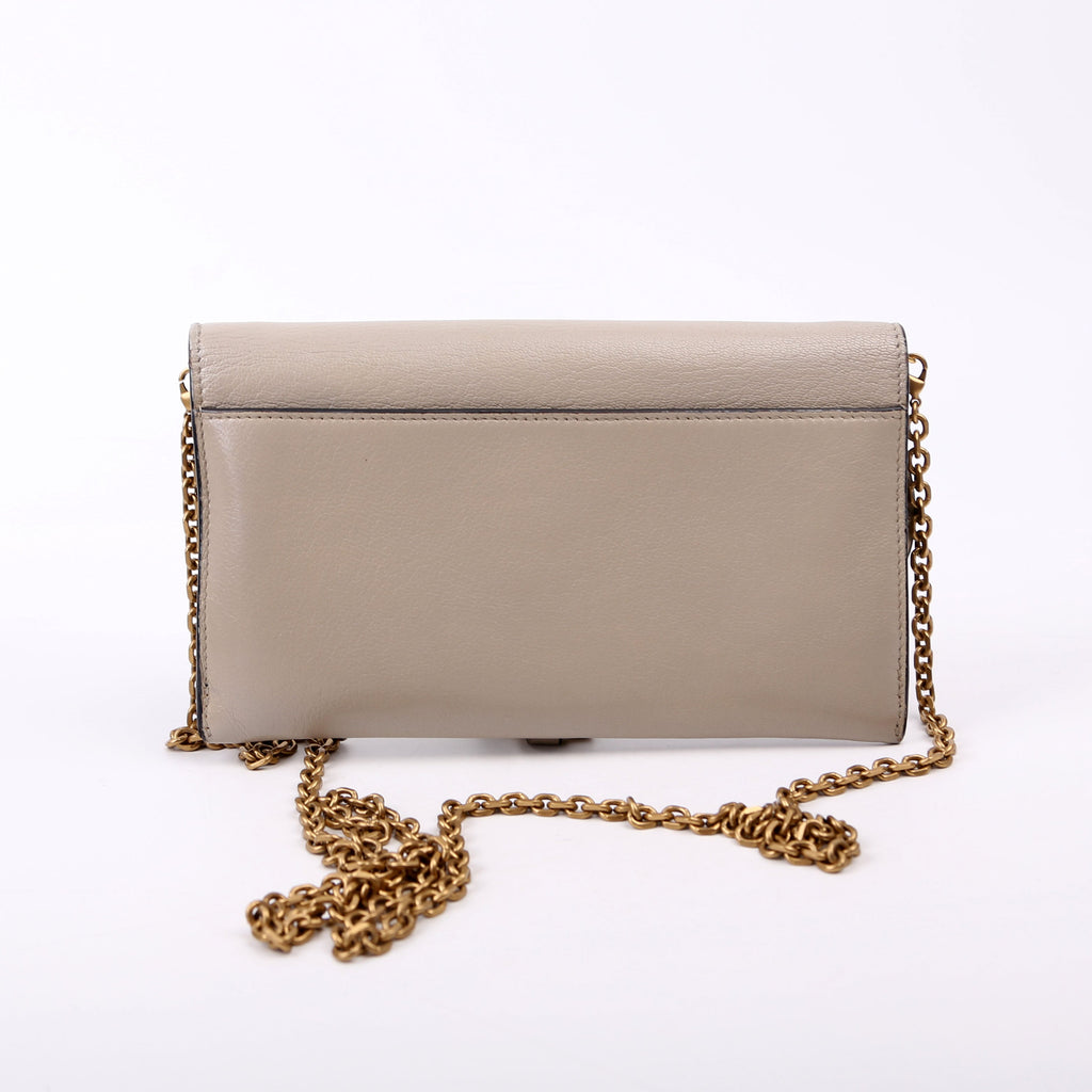 Christian Dior Saddle Pouch With Chain Small Calfskin Gray