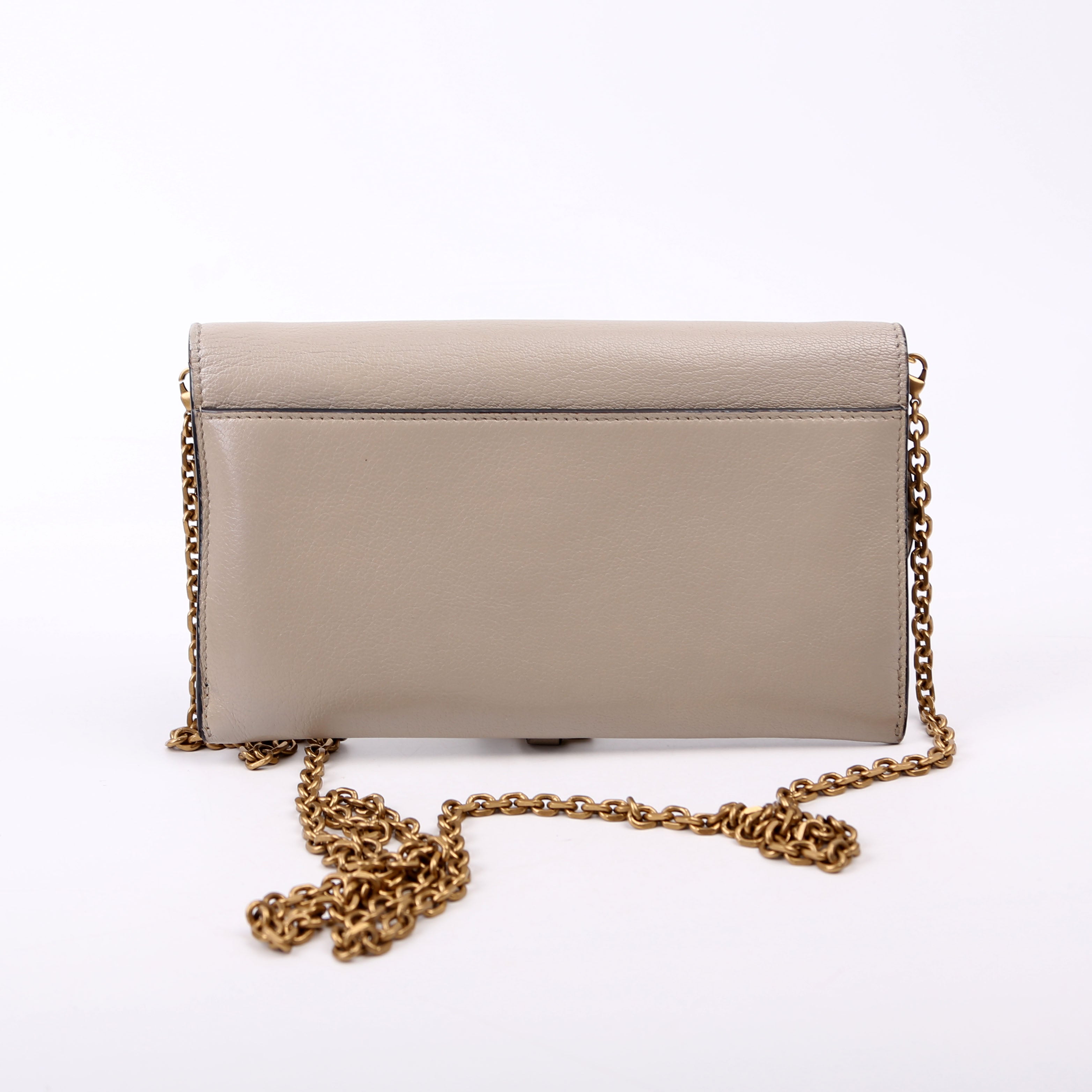 Christian Dior Saddle Pouch With Chain Small Calfskin Gray