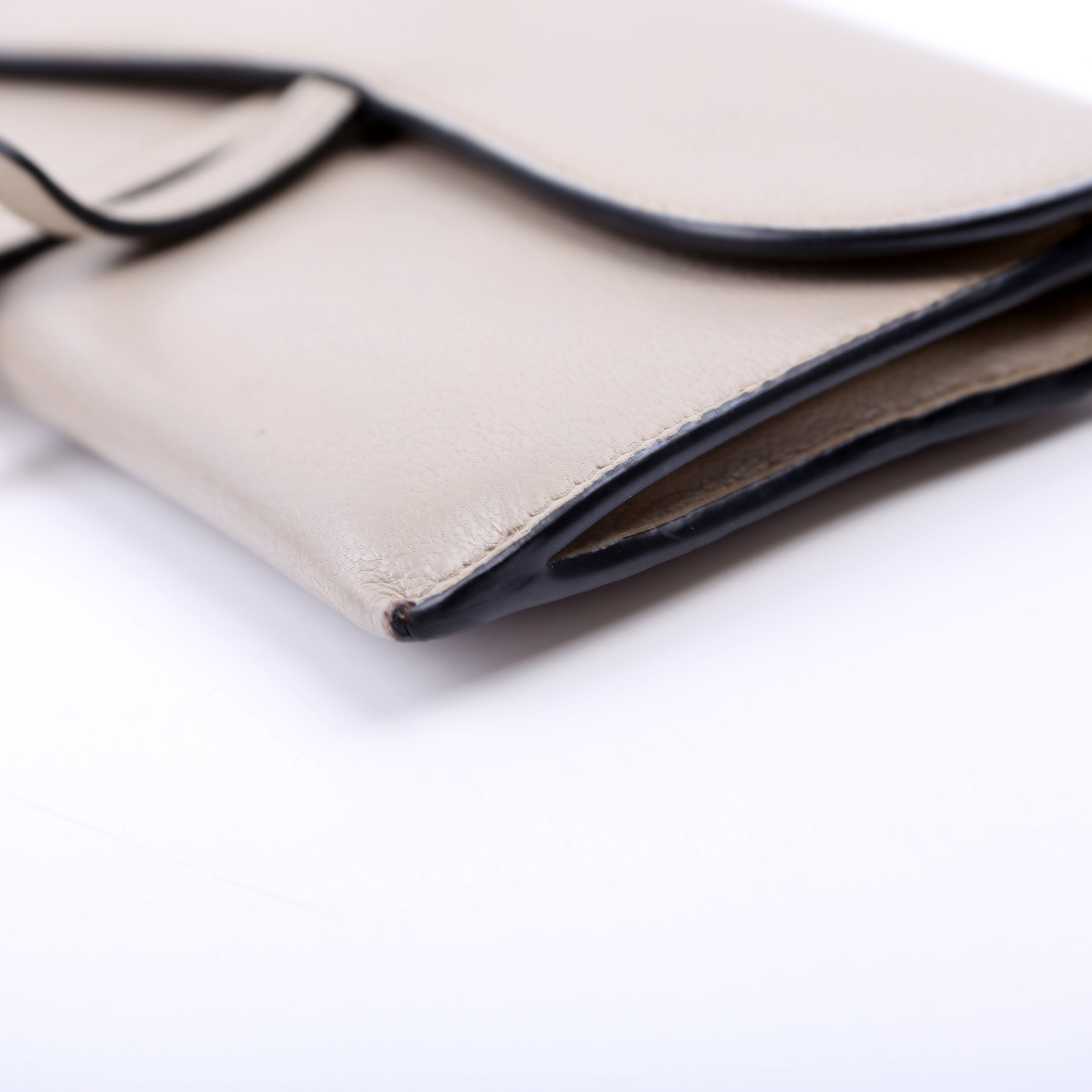 Christian Dior Saddle Pouch With Chain Small Calfskin Gray
