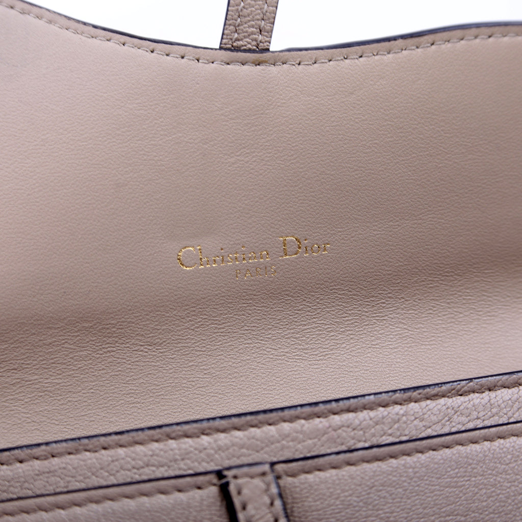 Christian Dior Saddle Pouch With Chain Small Calfskin Gray