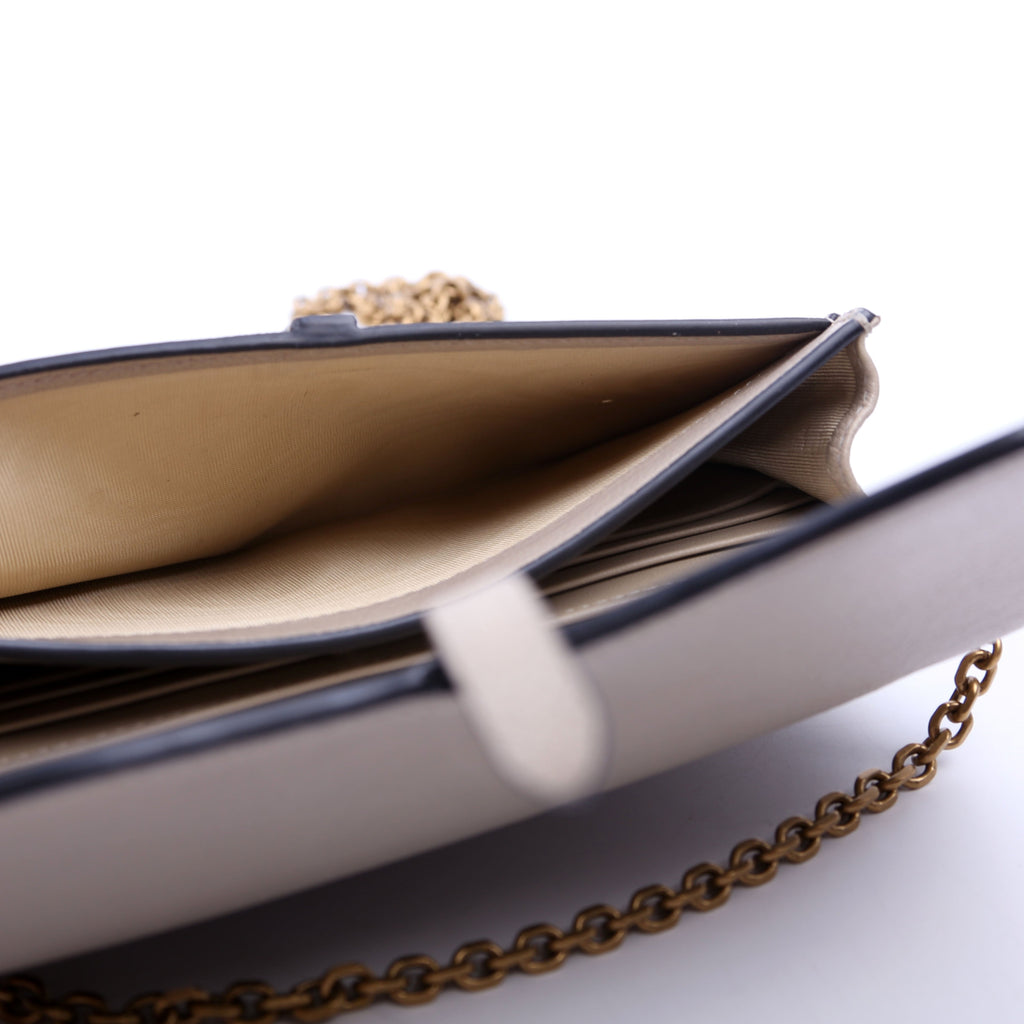 Christian Dior Saddle Pouch With Chain Small Calfskin Gray