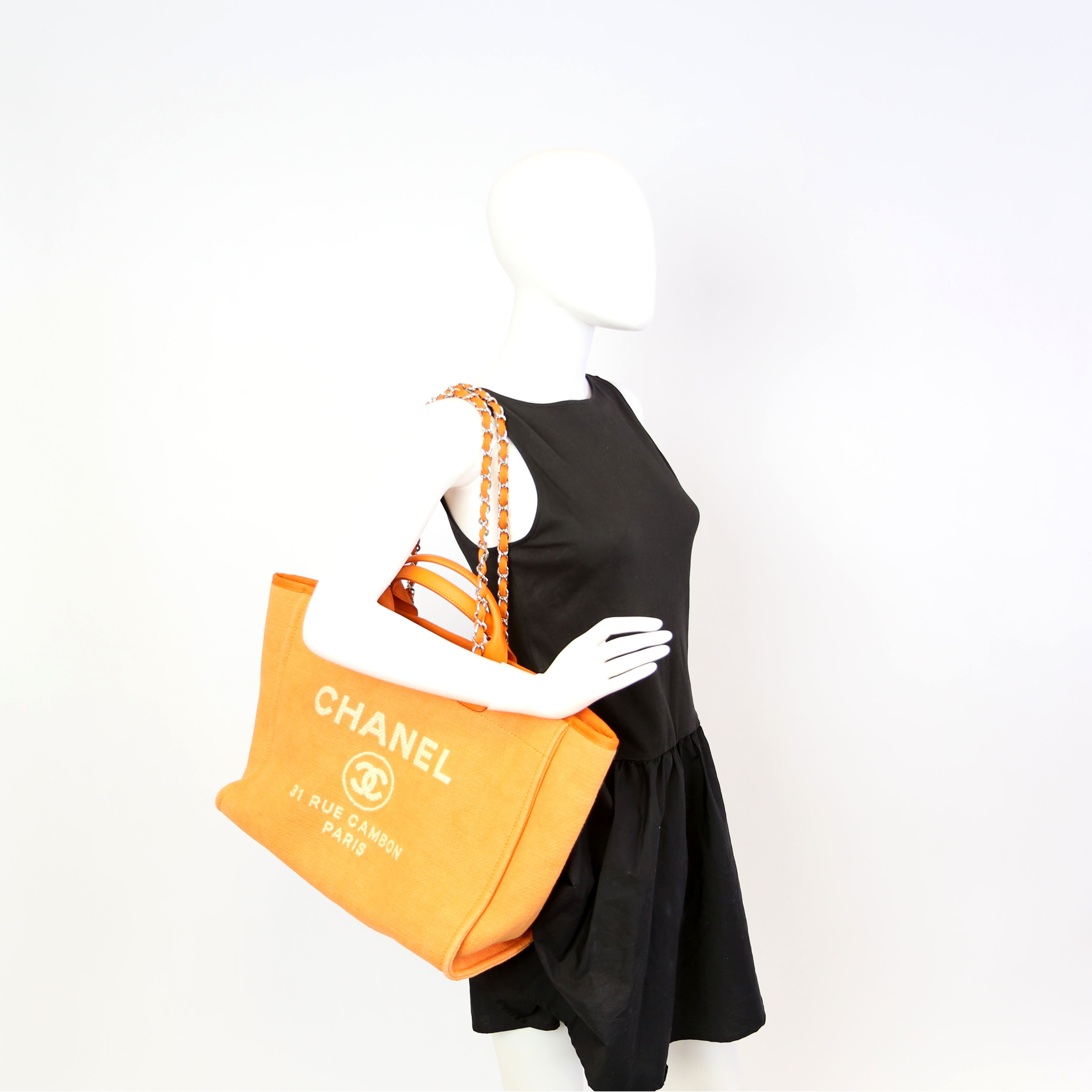 Chanel Deauville Medium Mixed Fibers 20M Orange