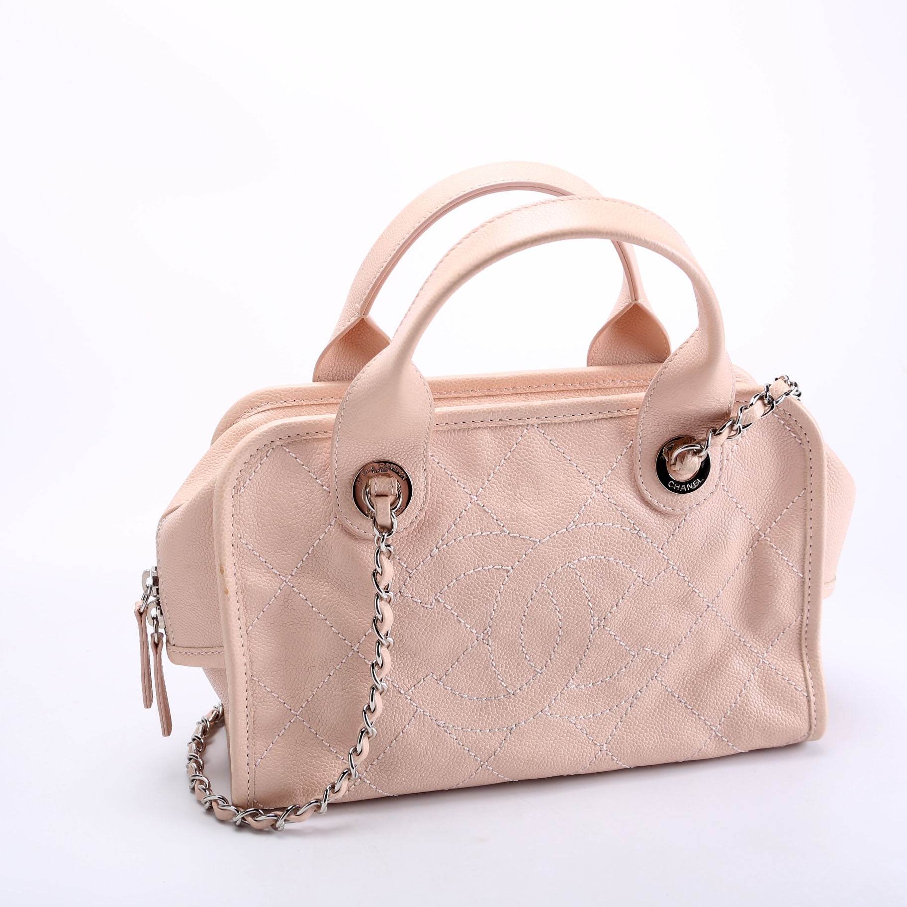 Chanel Deauville Bowling Bag Small Caviar Pink