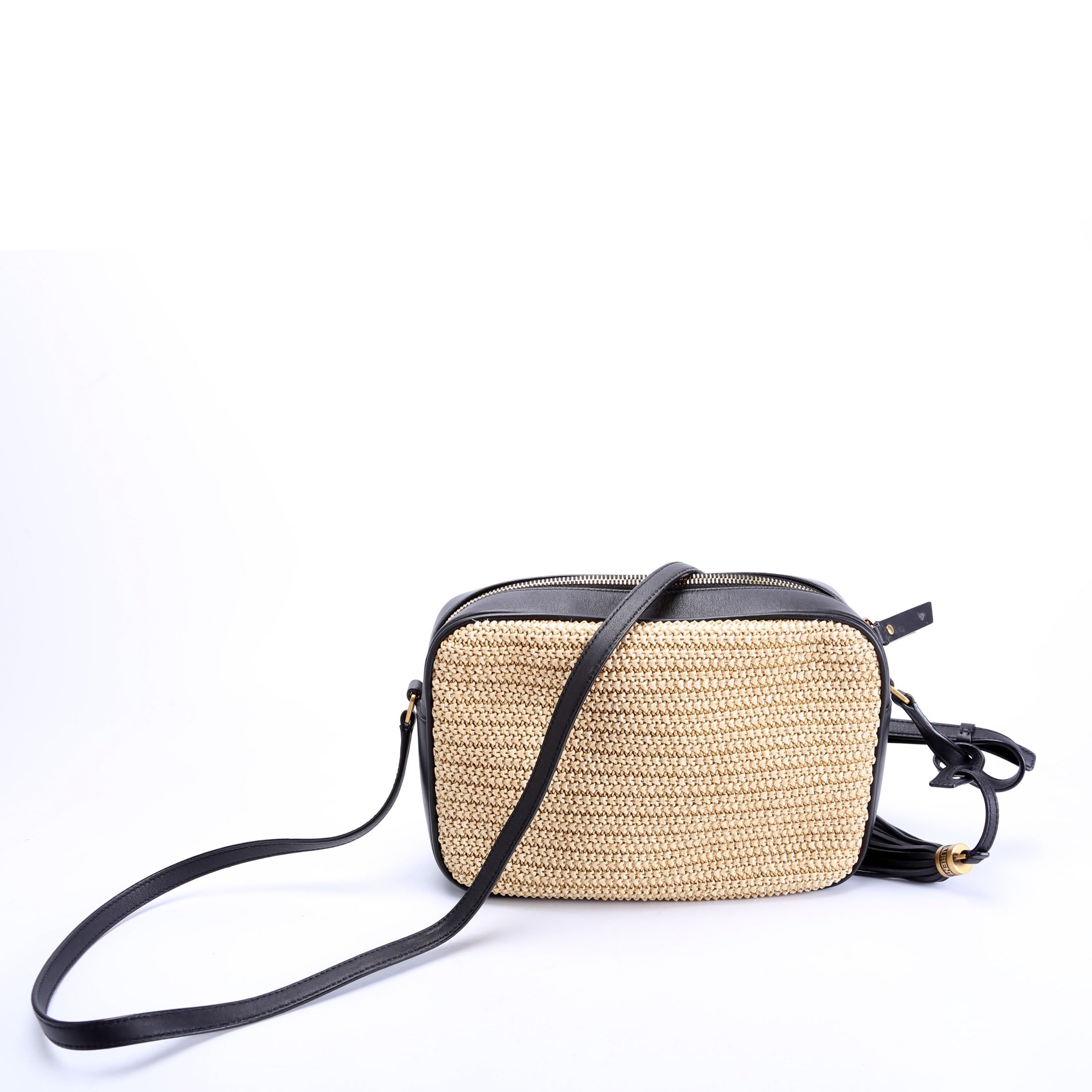 Saint Laurent 612542 Lou Camera Medium Raffia Tan