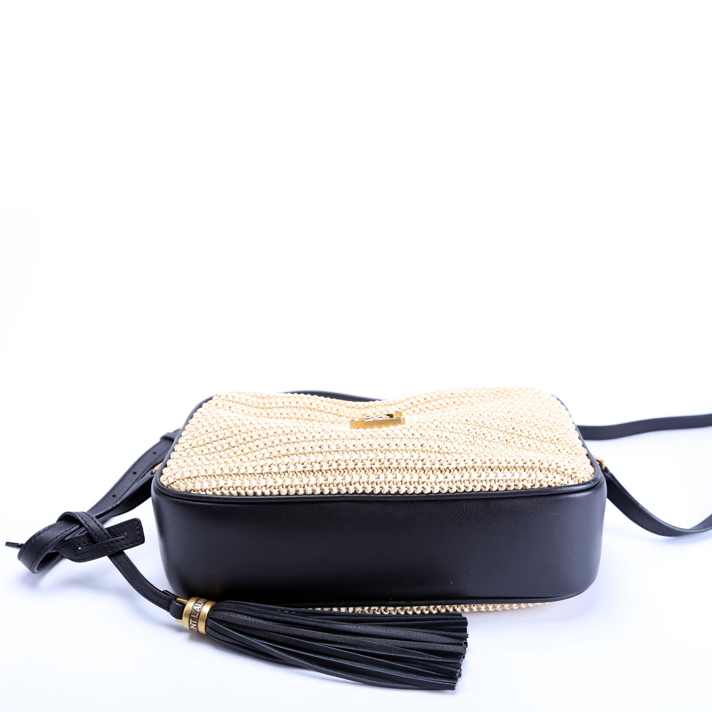 Saint Laurent 612542 Lou Camera Medium Raffia Tan