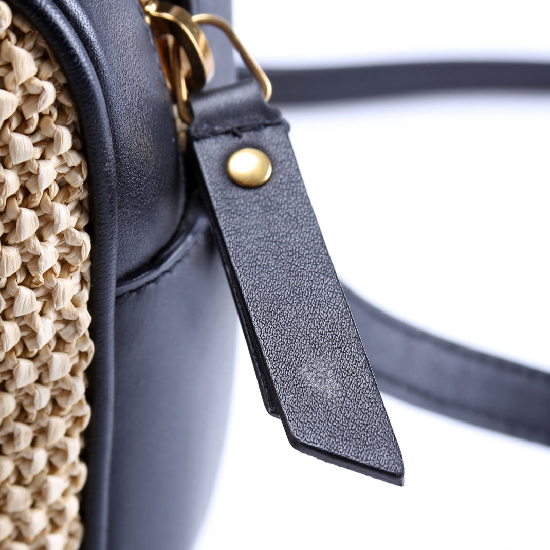 Saint Laurent 612542 Lou Camera Medium Raffia Tan