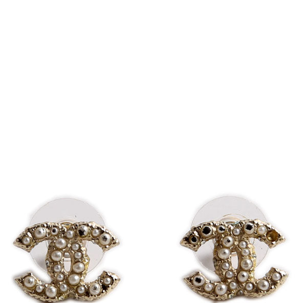 Chanel CC Faux Pearl Small Studs
