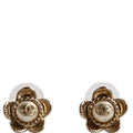 Chanel CC Faux Pearl Flower Studs