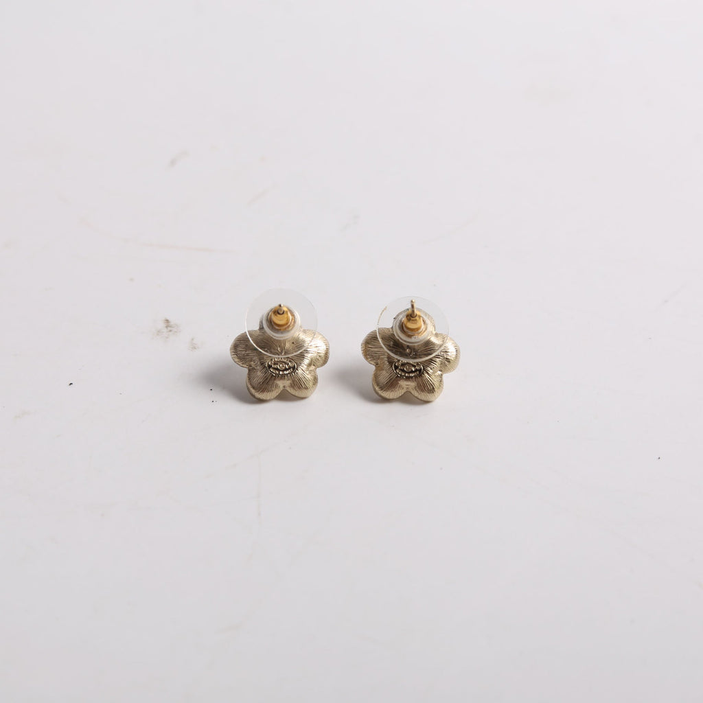 Chanel CC Faux Pearl Flower Studs