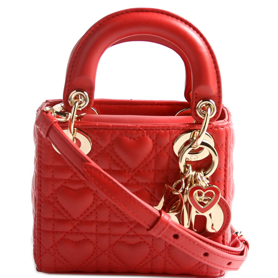 Christian Dior Lady Dior Micro Dioramour Cannage Red