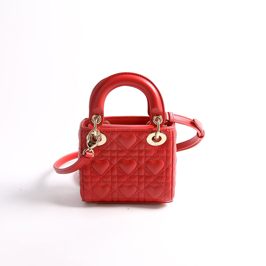 Christian Dior Lady Dior Micro Dioramour Cannage Red