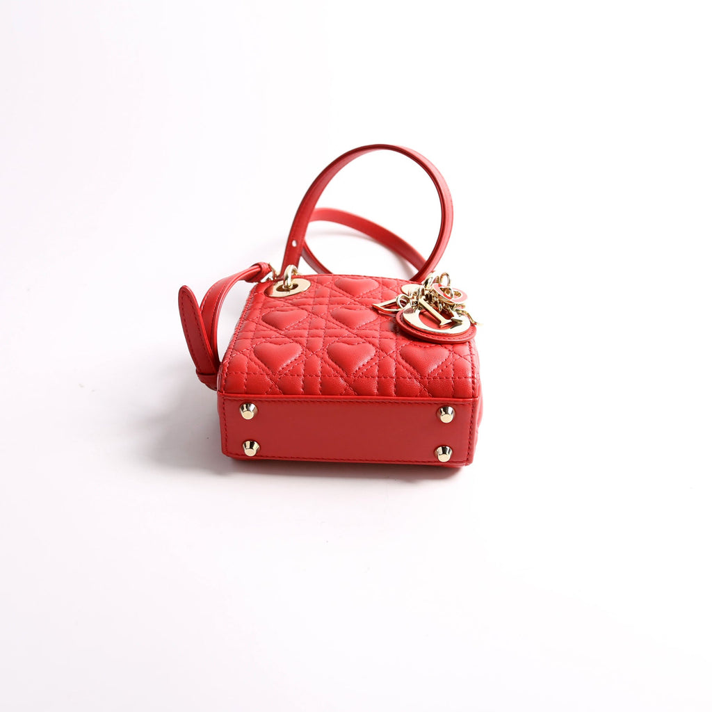 Christian Dior Lady Dior Micro Dioramour Cannage Red