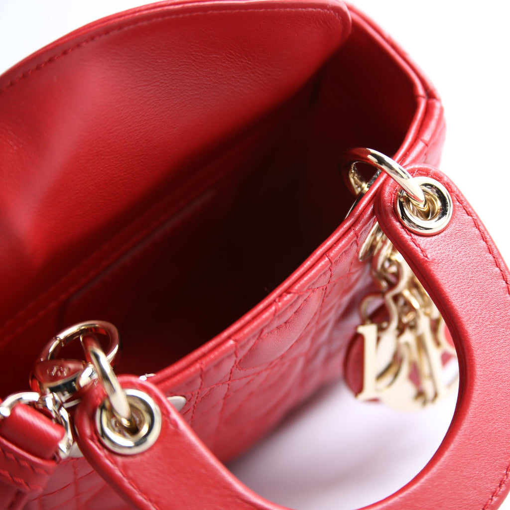Christian Dior Lady Dior Micro Dioramour Cannage Red