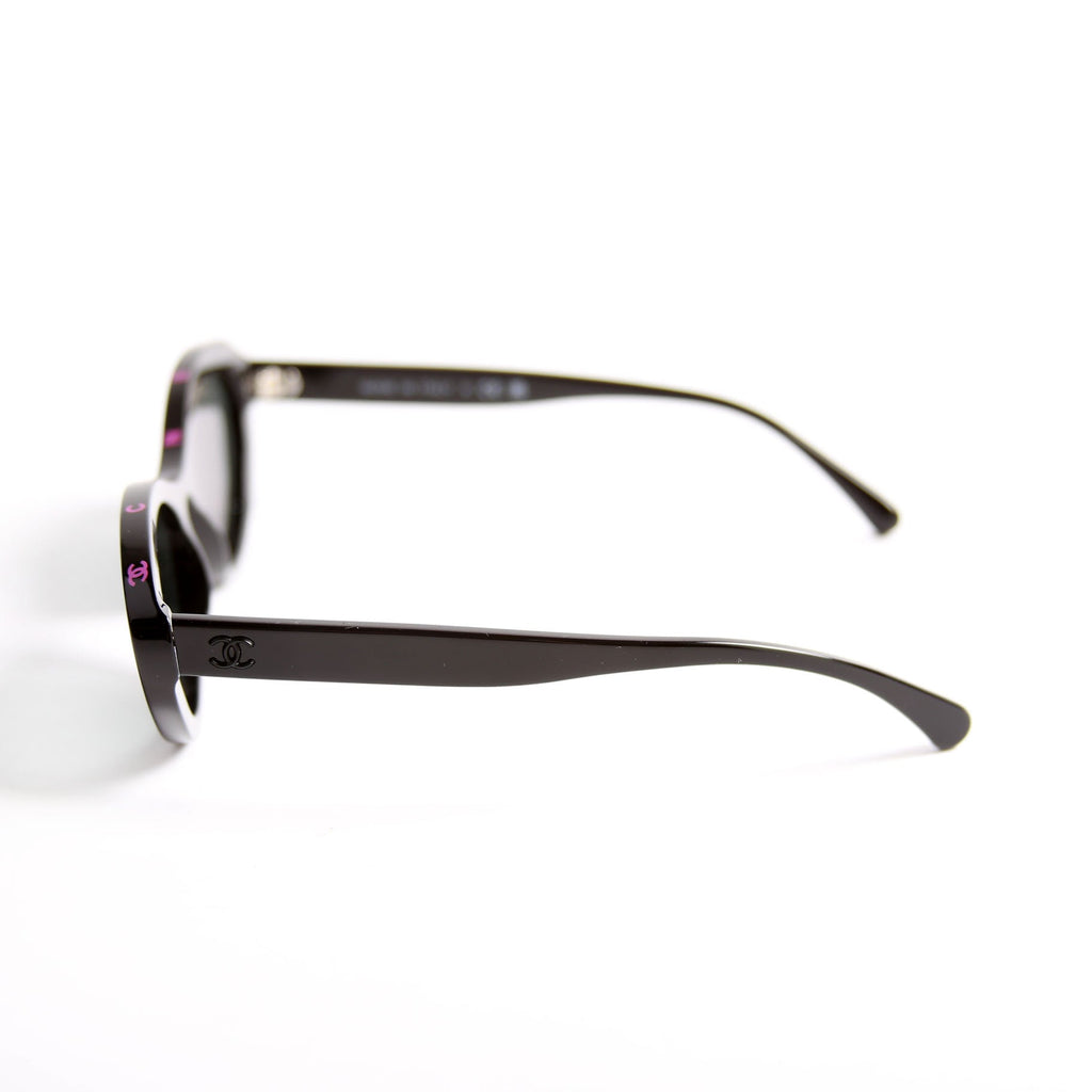 Chanel 5416 Oval Acetate Polarized Sunglasses Black