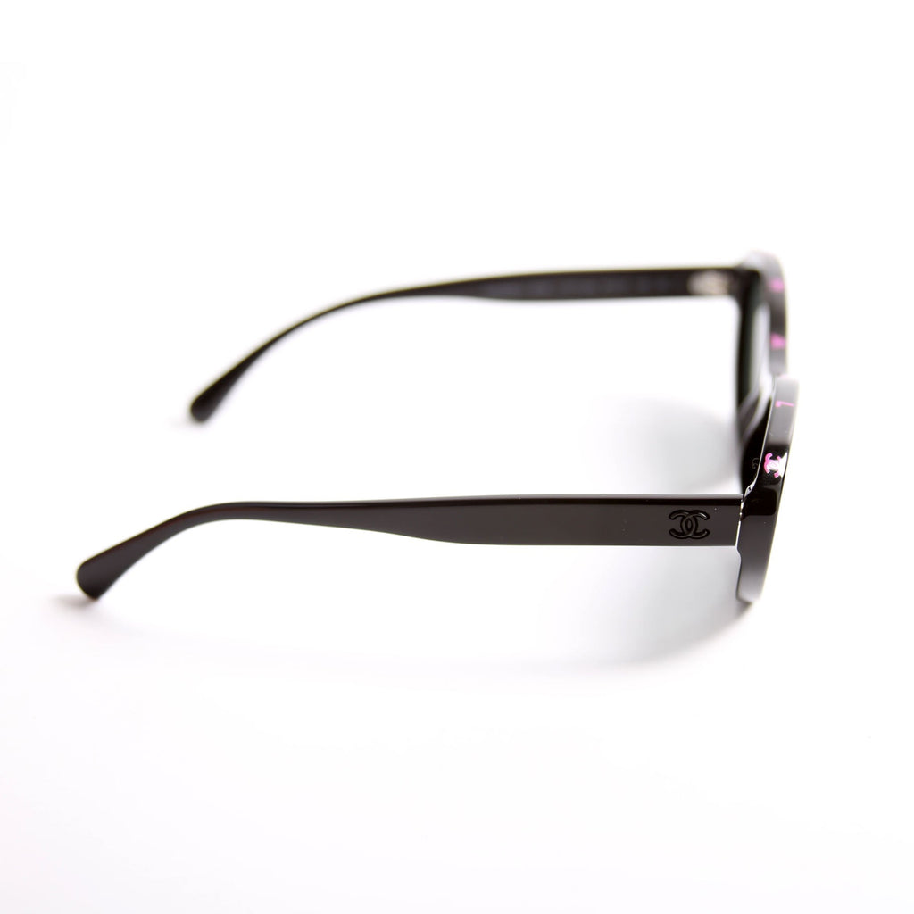 Chanel 5416 Oval Acetate Polarized Sunglasses Black