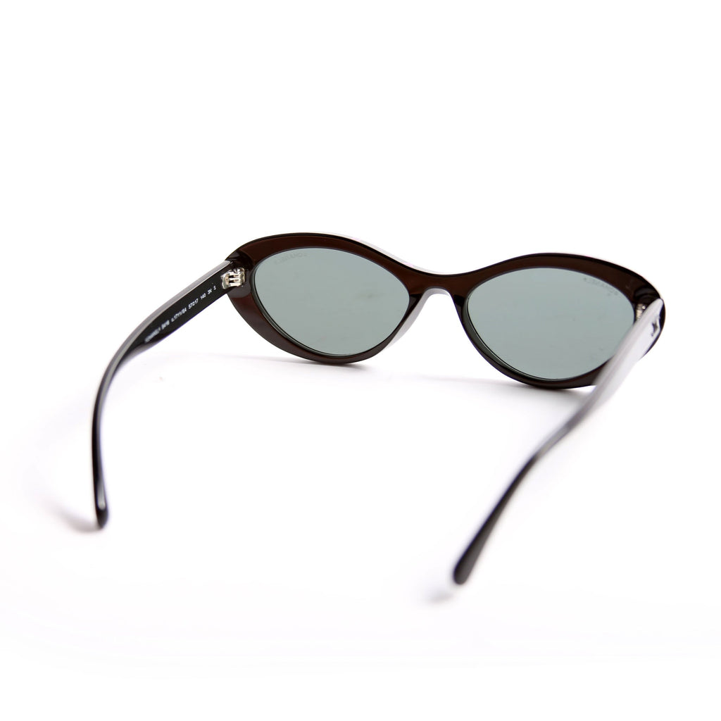 Chanel 5416 Oval Acetate Polarized Sunglasses Black