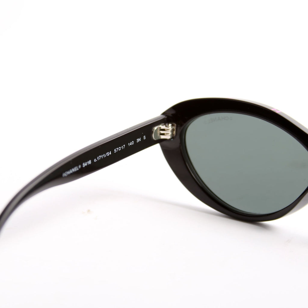 Chanel 5416 Oval Acetate Polarized Sunglasses Black