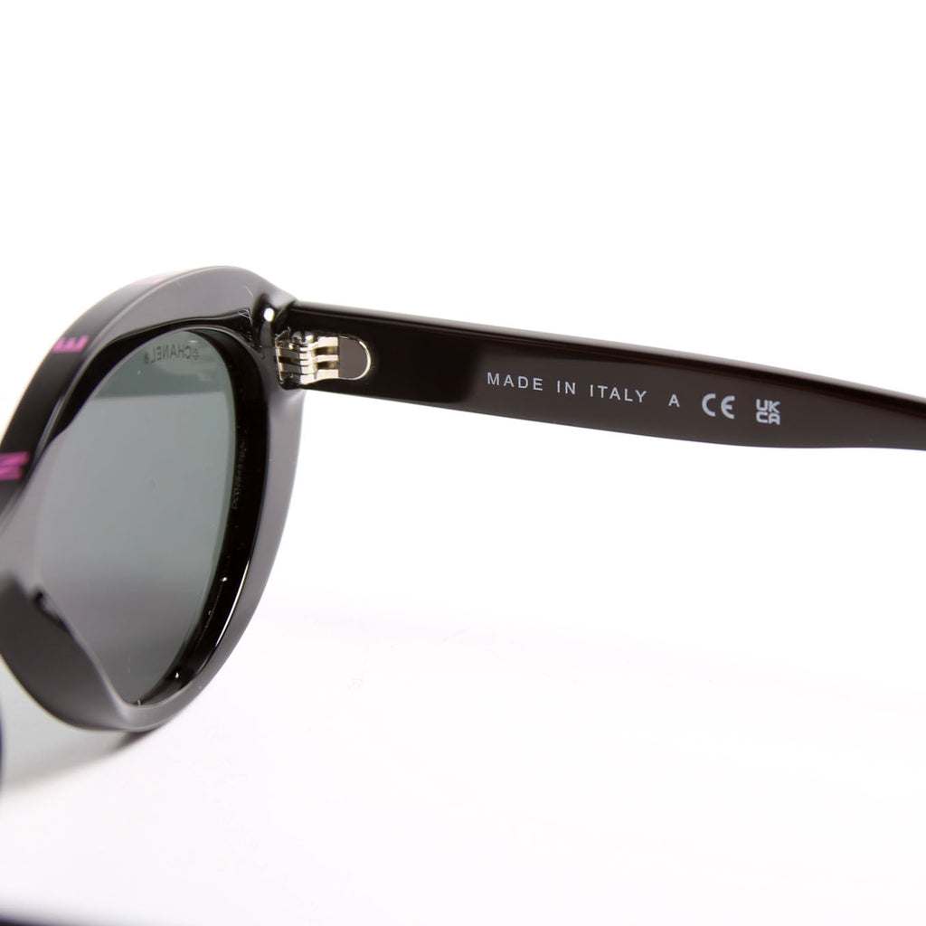Chanel 5416 Oval Acetate Polarized Sunglasses Black