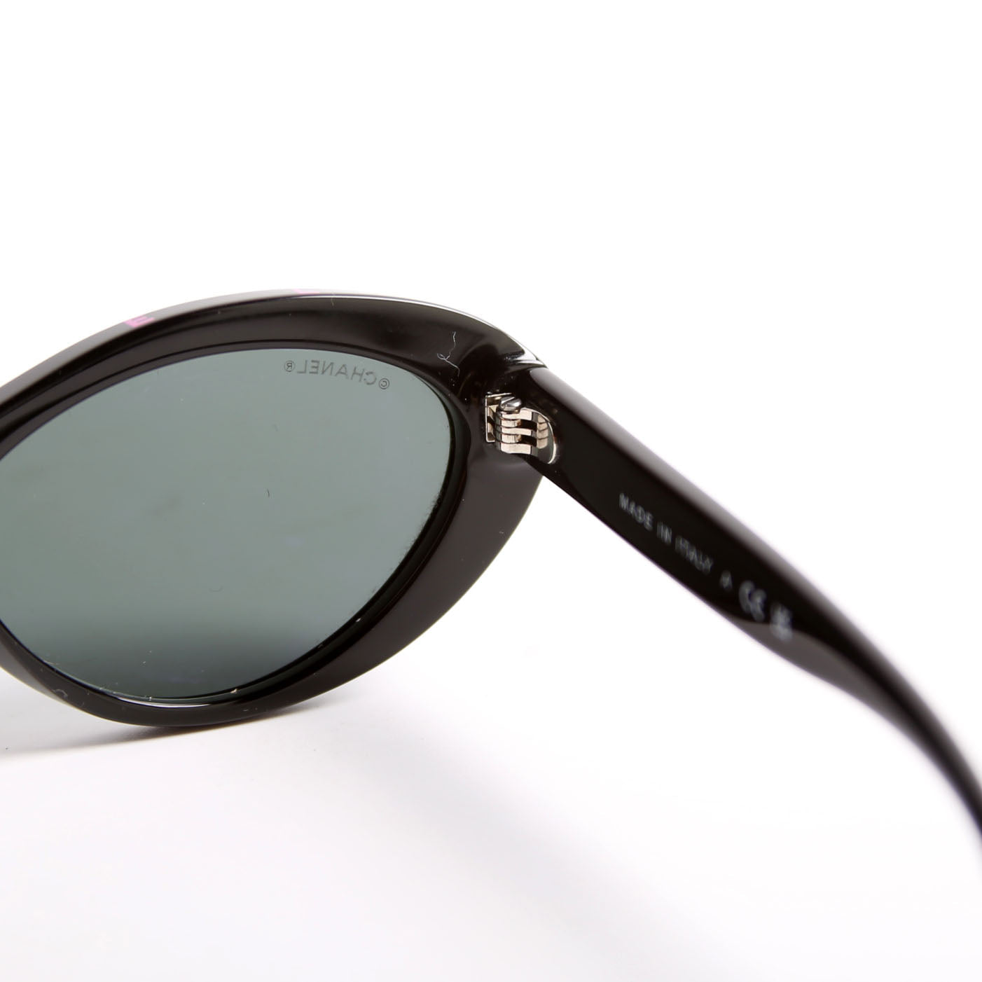 Chanel 5416 Oval Acetate Polarized Sunglasses Black