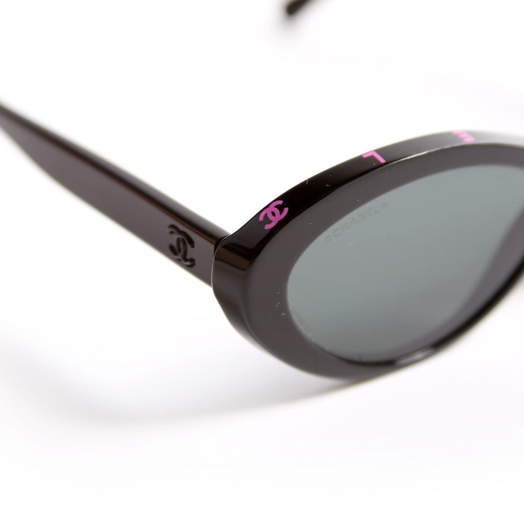 Chanel 5416 Oval Acetate Polarized Sunglasses Black