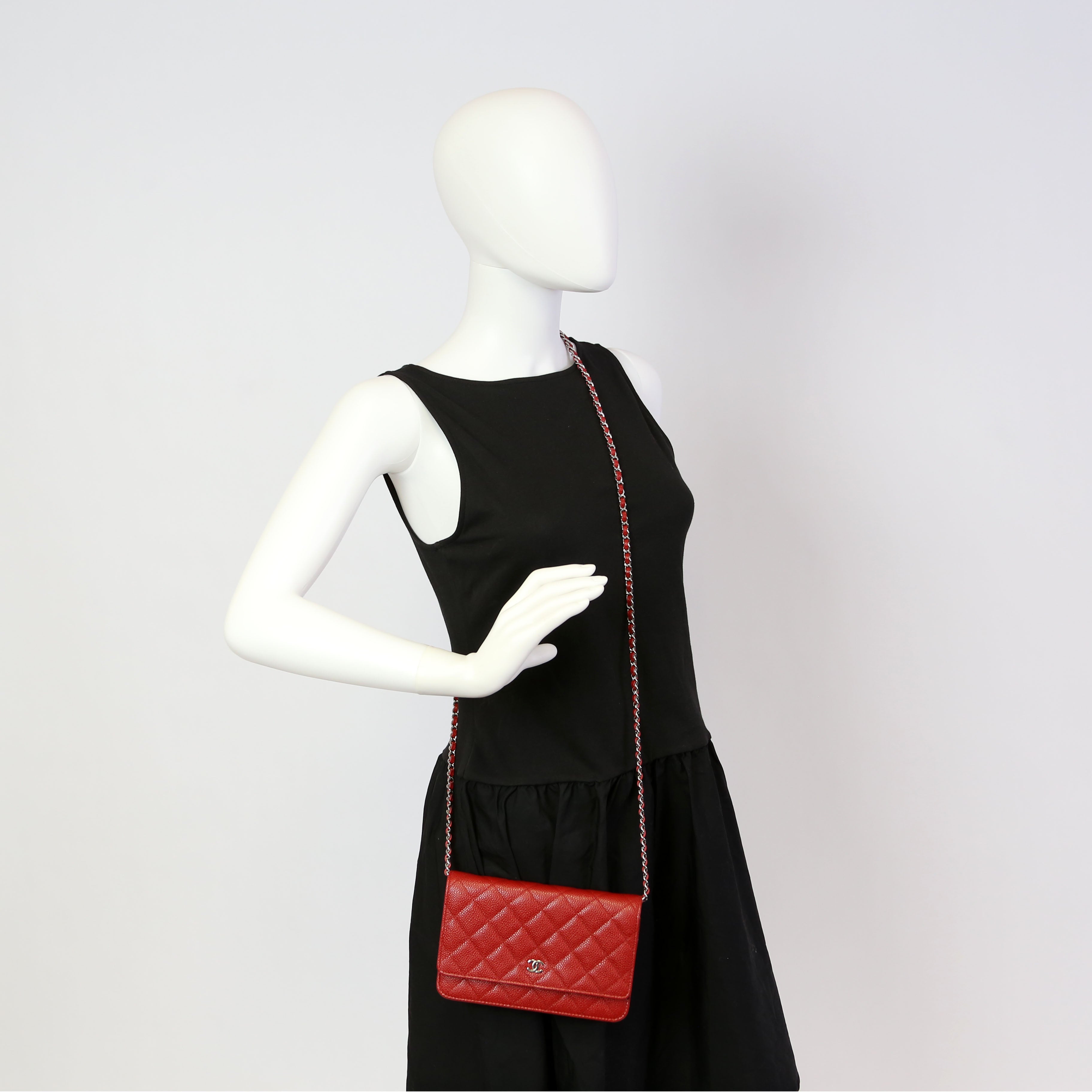 Chanel WOC Classic Quilted Caviar 22M Red