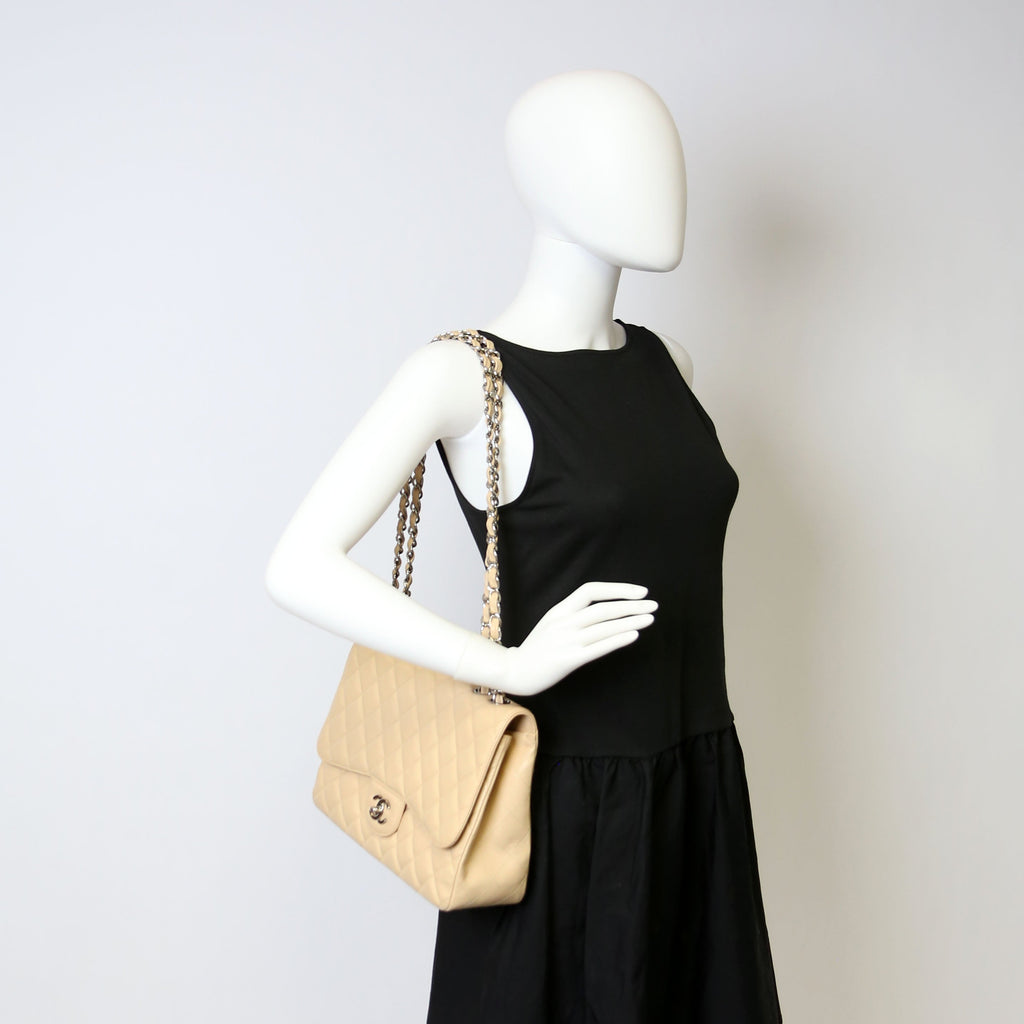 Chanel Classic Flap Jumbo Caviar Beige