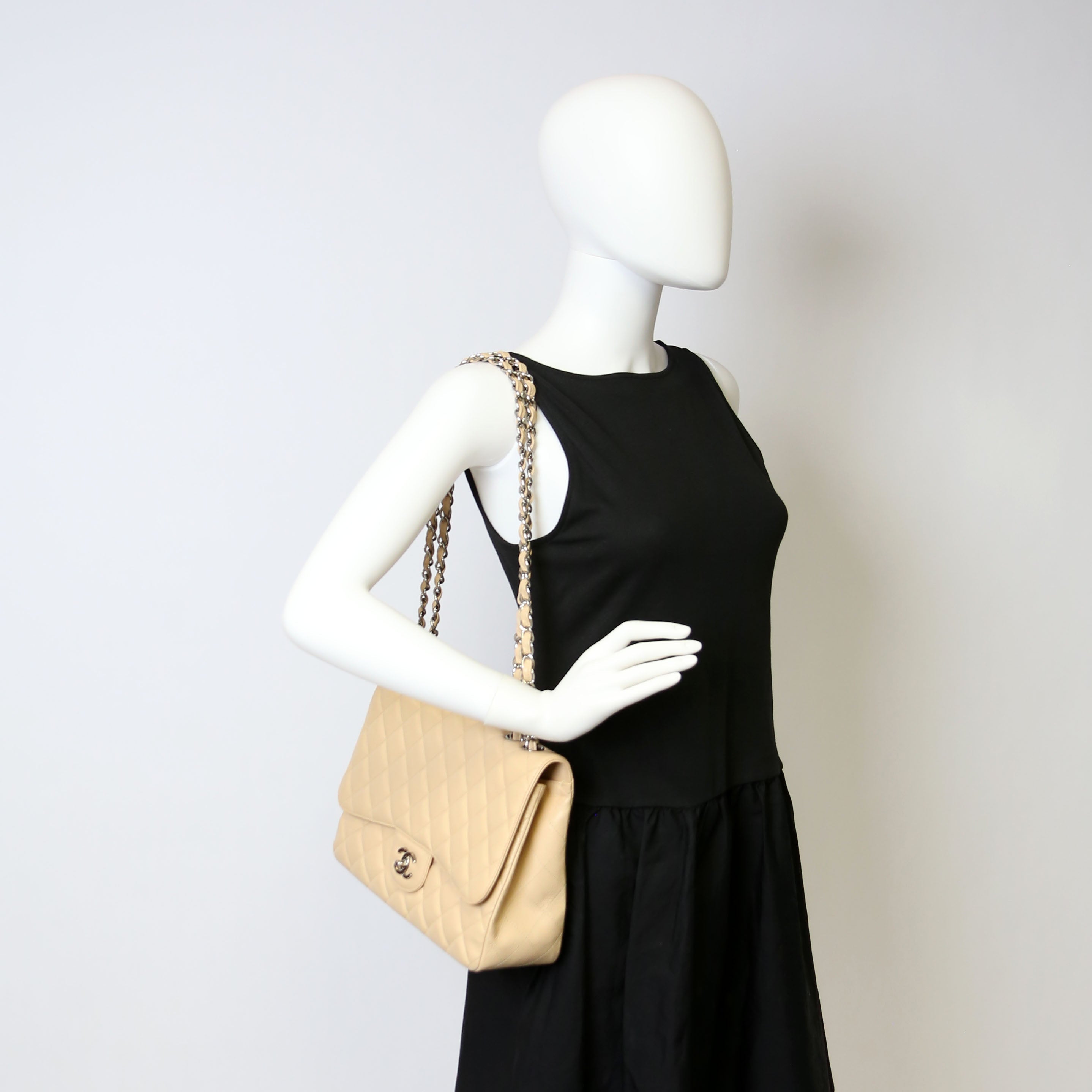 Chanel Classic Flap Jumbo Caviar Beige