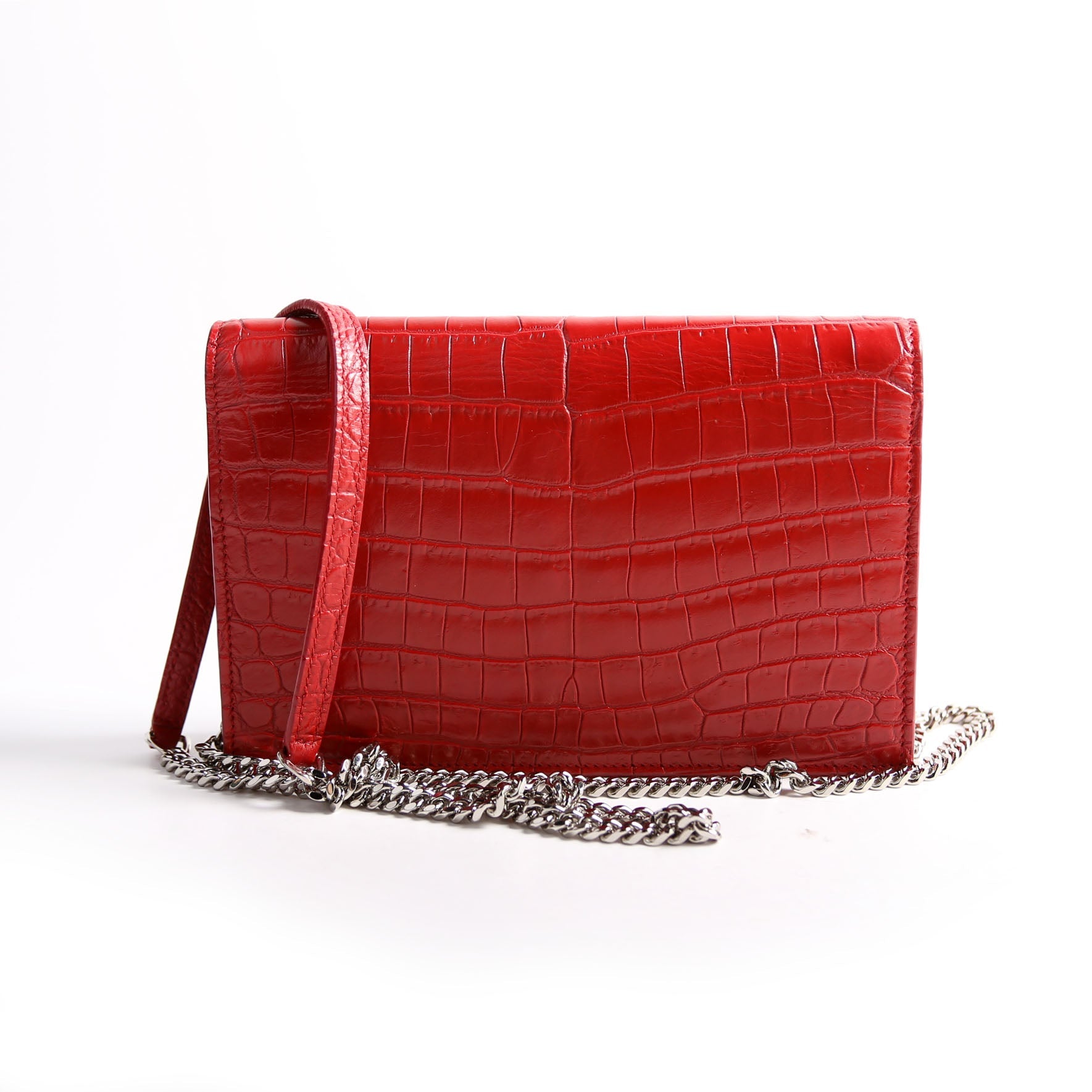 Saint Laurent Kate Tassel Chain Wallet 452159 Red