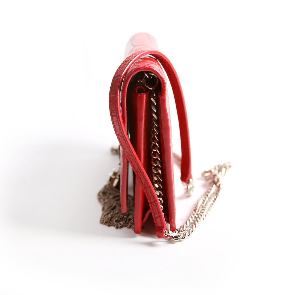 Saint Laurent Kate Tassel Chain Wallet 452159 Red