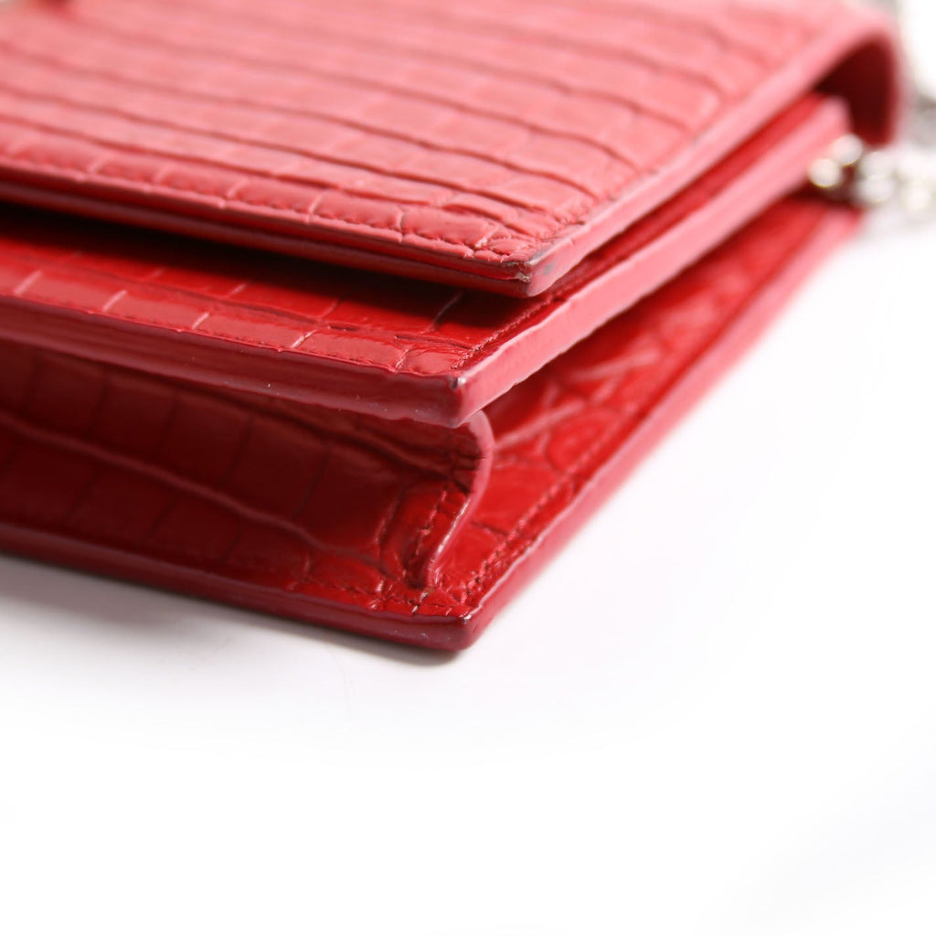 Saint Laurent Kate Tassel Chain Wallet 452159 Red
