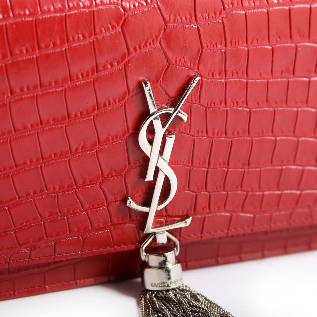 Saint Laurent Kate Tassel Chain Wallet 452159 Red