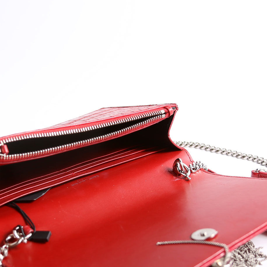 Saint Laurent Kate Tassel Chain Wallet 452159 Red