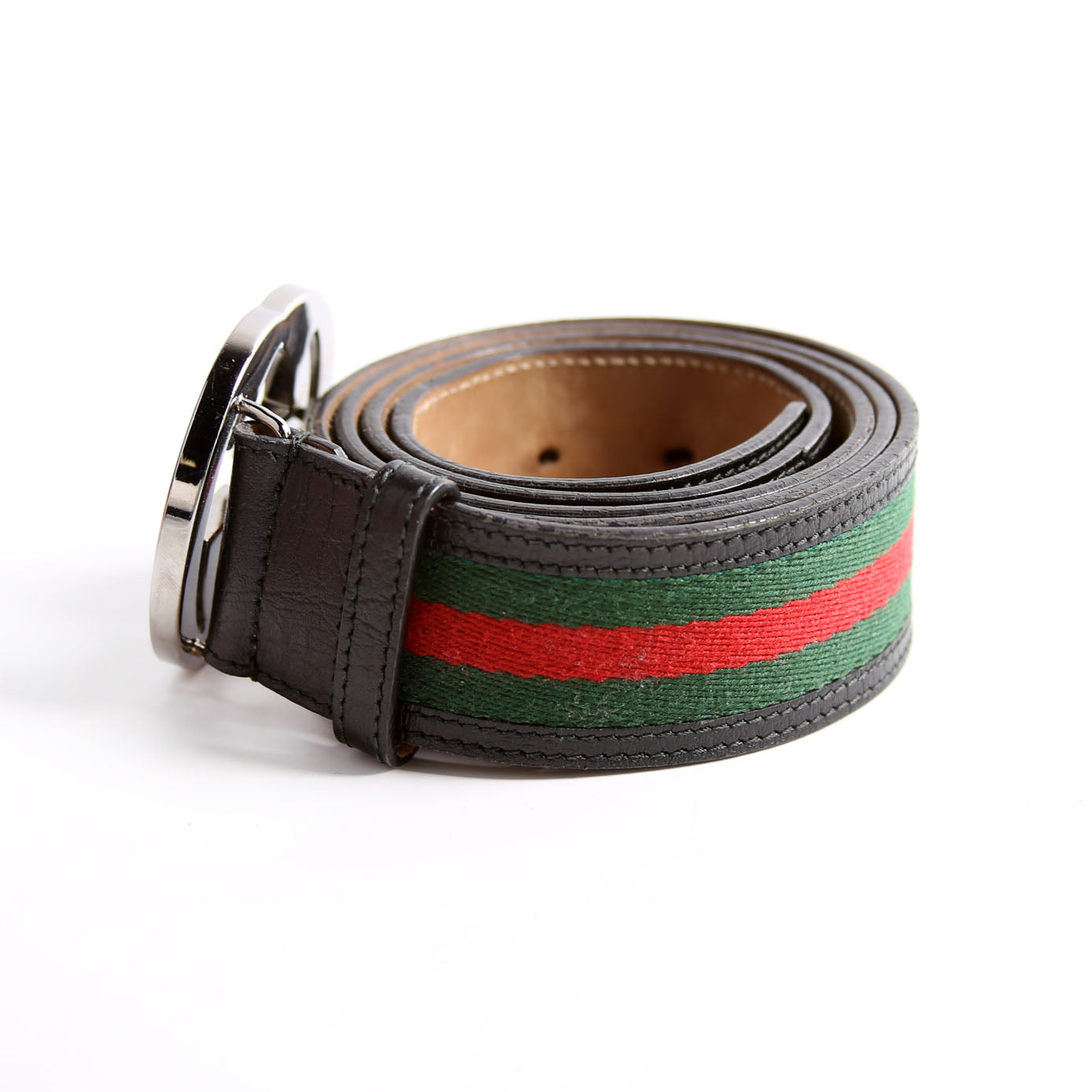 Gucci 114984 Web Canvas Interlocking G Belt Size 105/40 Black