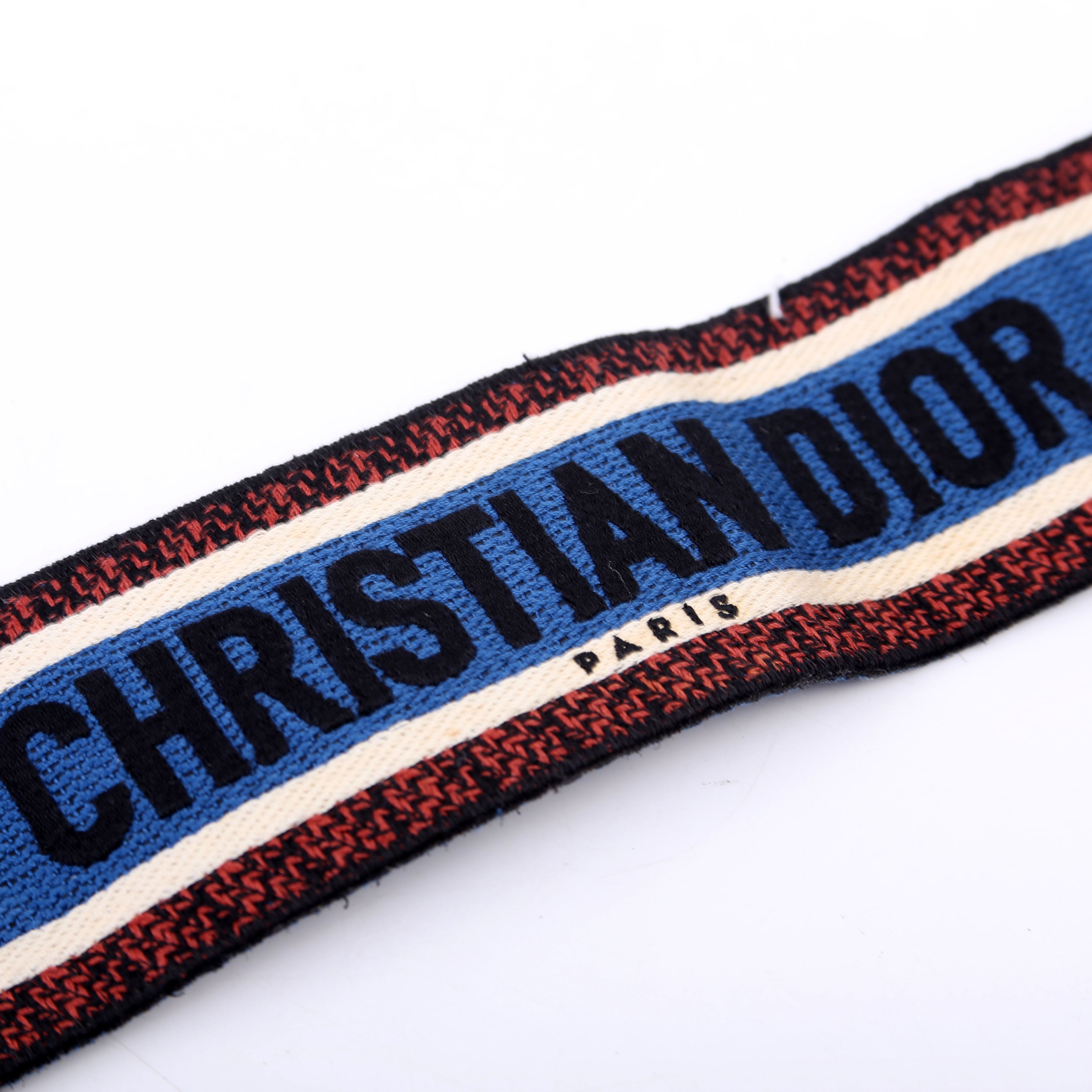 Christian Dior Logo Wide Non-Adjustable Strap Blue