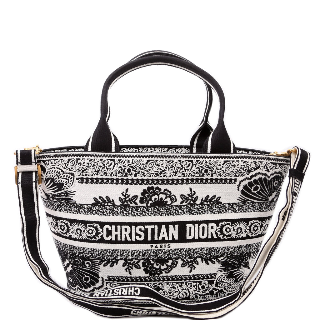 Christian Dior Hat Basket Bag Embroidered Butterfly Bandana Black/White