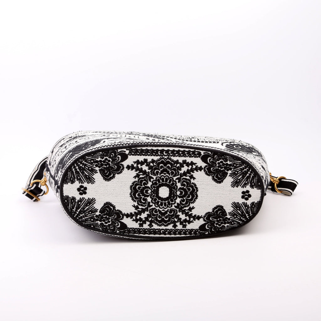 Christian Dior Hat Basket Bag Embroidered Butterfly Bandana Black/White