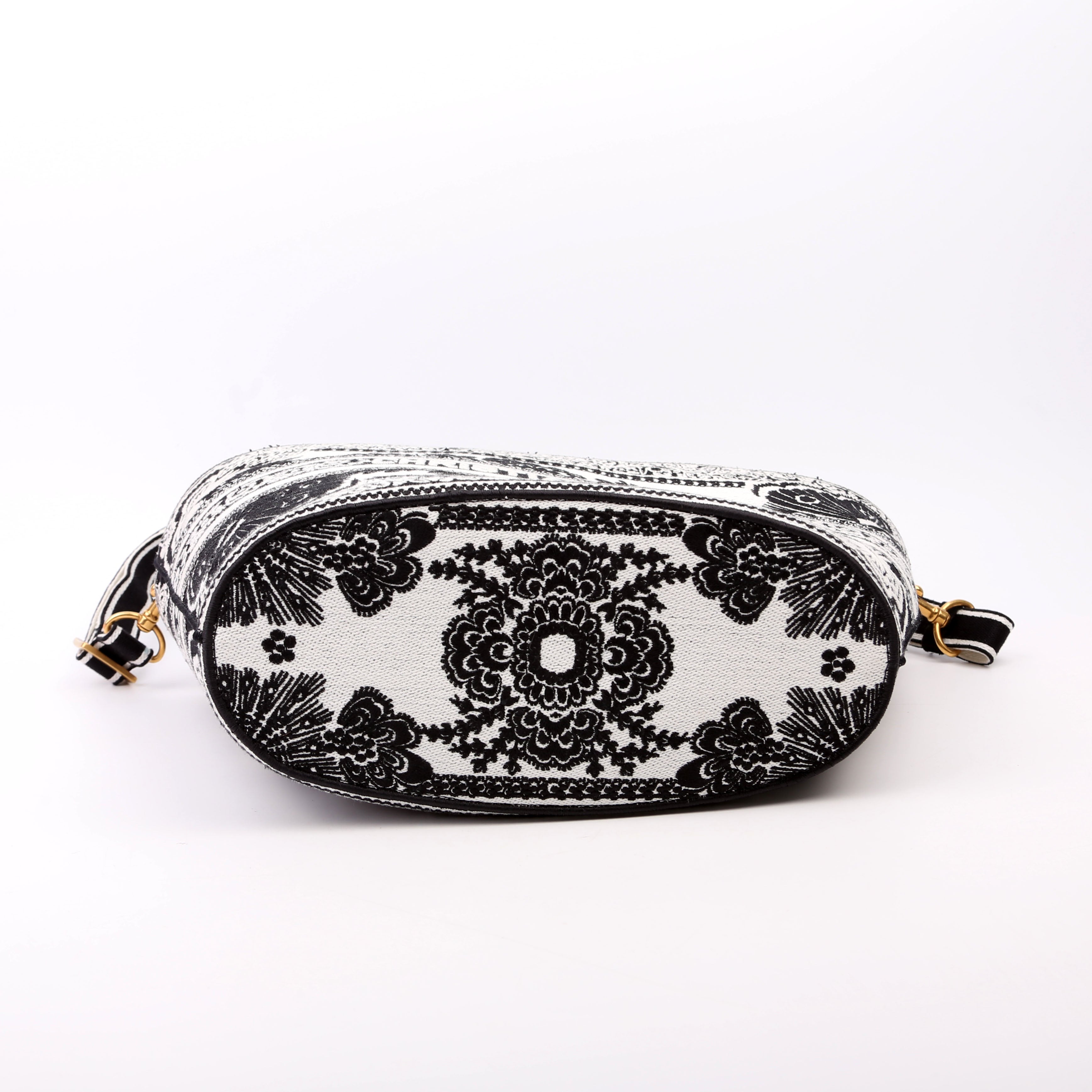 Christian Dior Hat Basket Bag Embroidered Butterfly Bandana Black/White